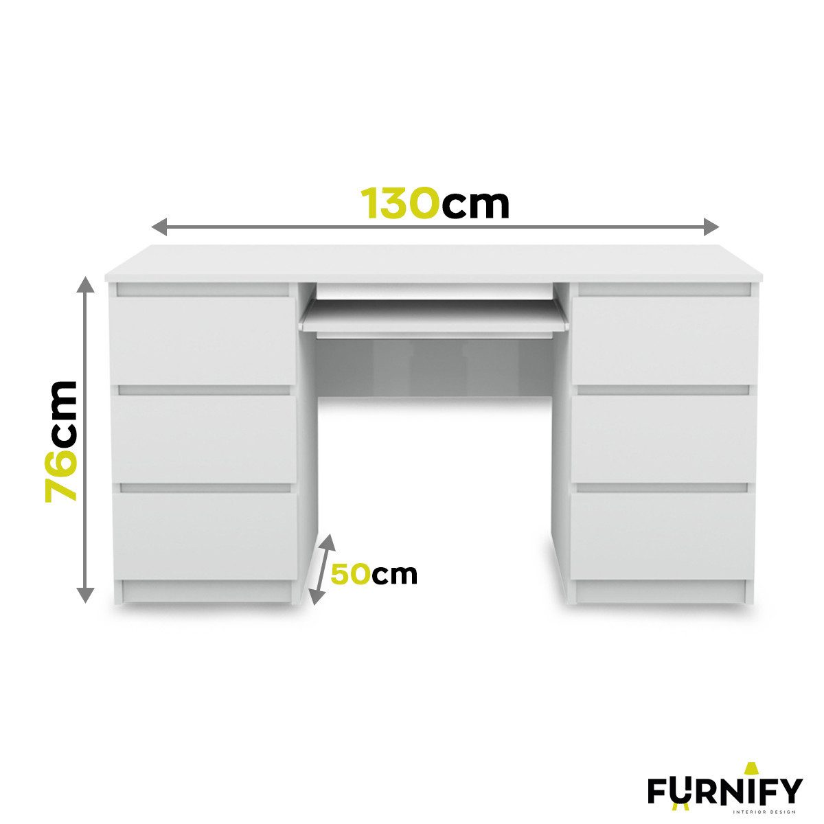 Furnify Schreibtisch Computertisch 6 Schubladen Schreibtisch Büro PC Tisch günstig online kaufen