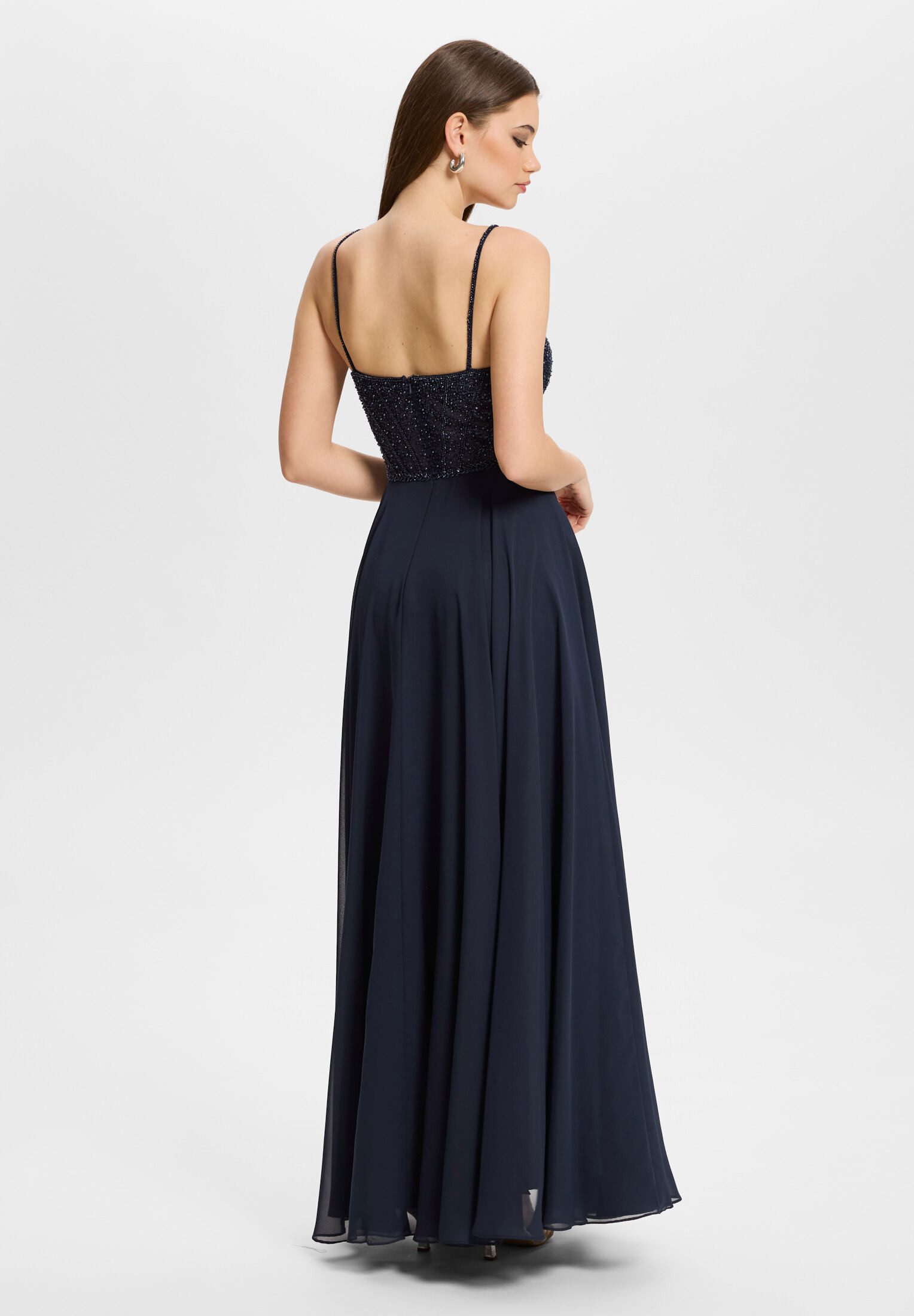 Hey Kyla Abendkleid - Chiffonkleid mit besticktem Top Taillierter Schnitt mit ausgestelltem Rockteil