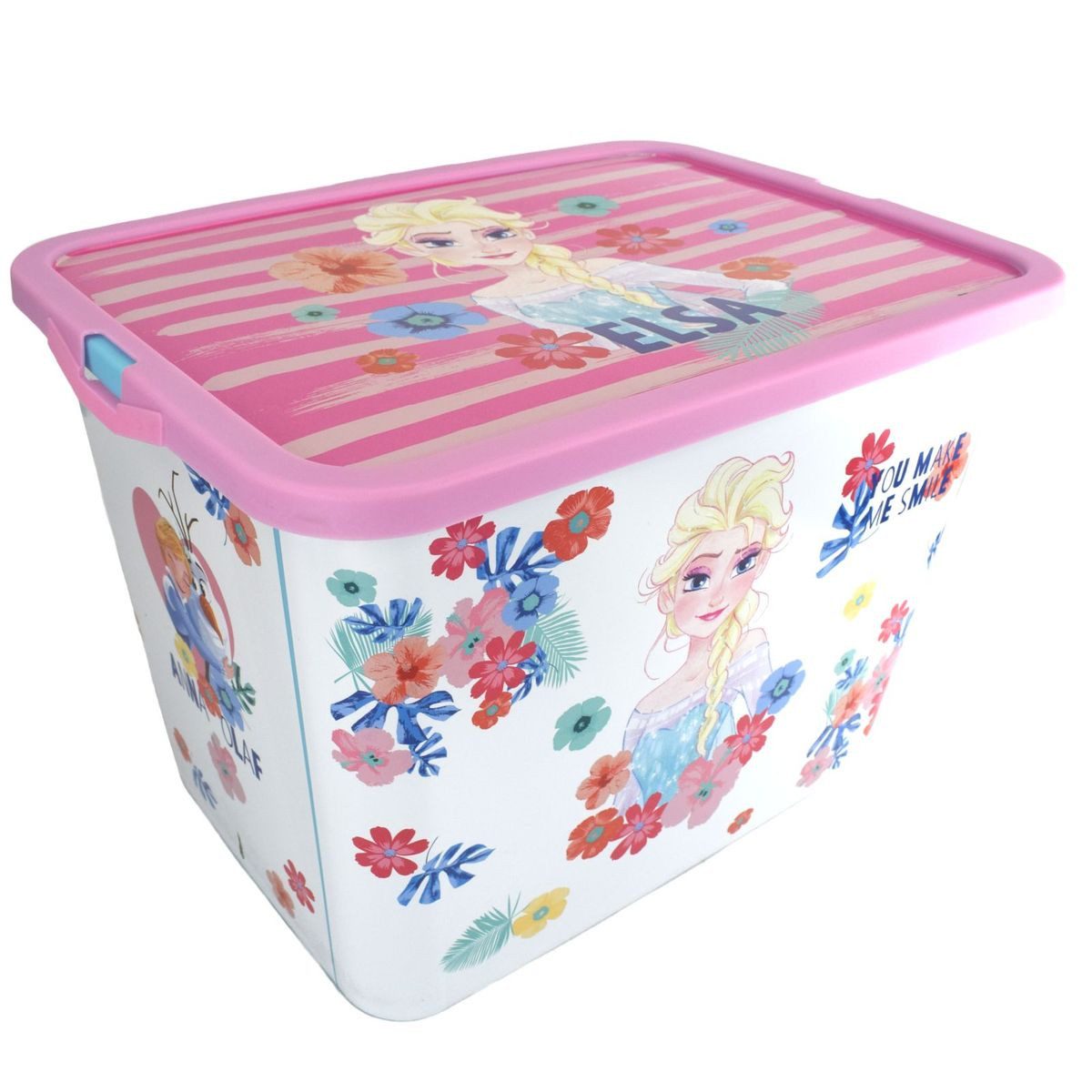 Stor Stapelbox Frozen Aufbewahrungsbox mit Deckel 23L 39x29x28cm aus Kunststoff