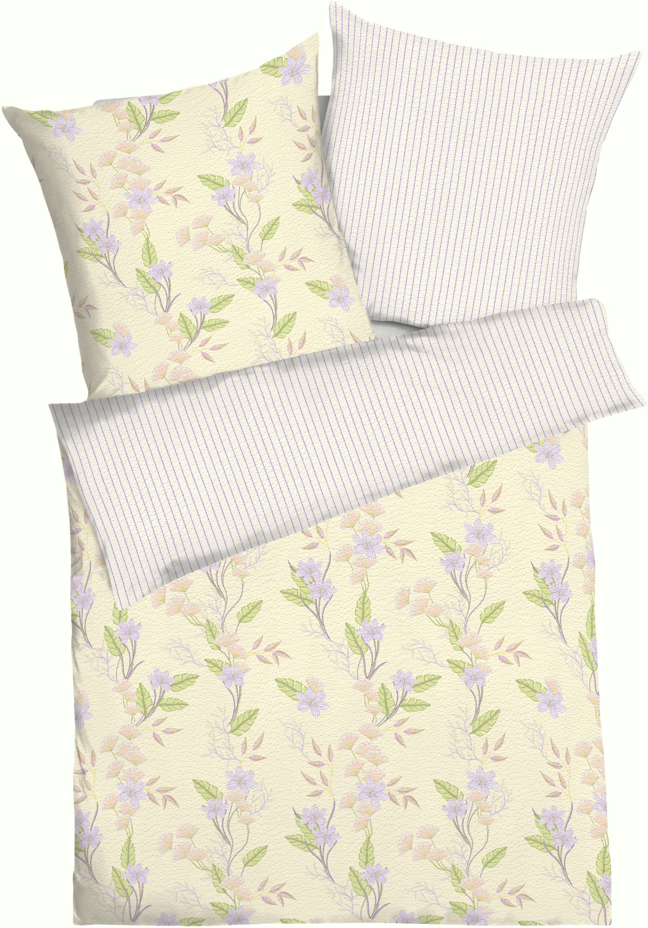 Kaeppel Wendebettwäsche Sadira, Seersucker, 2 teilig, Mit Blumenmuster