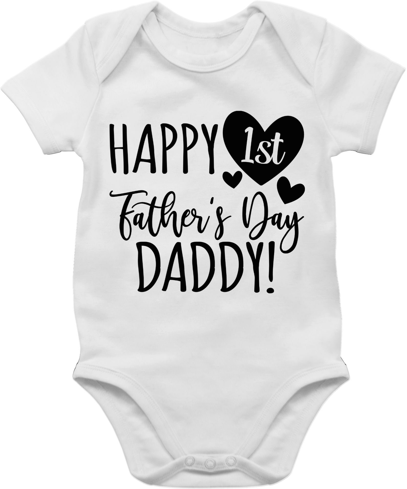Shirtracer Shirtbody Happy 1st Father's Day Daddy! - schwarz Geschenk Vatertag Baby