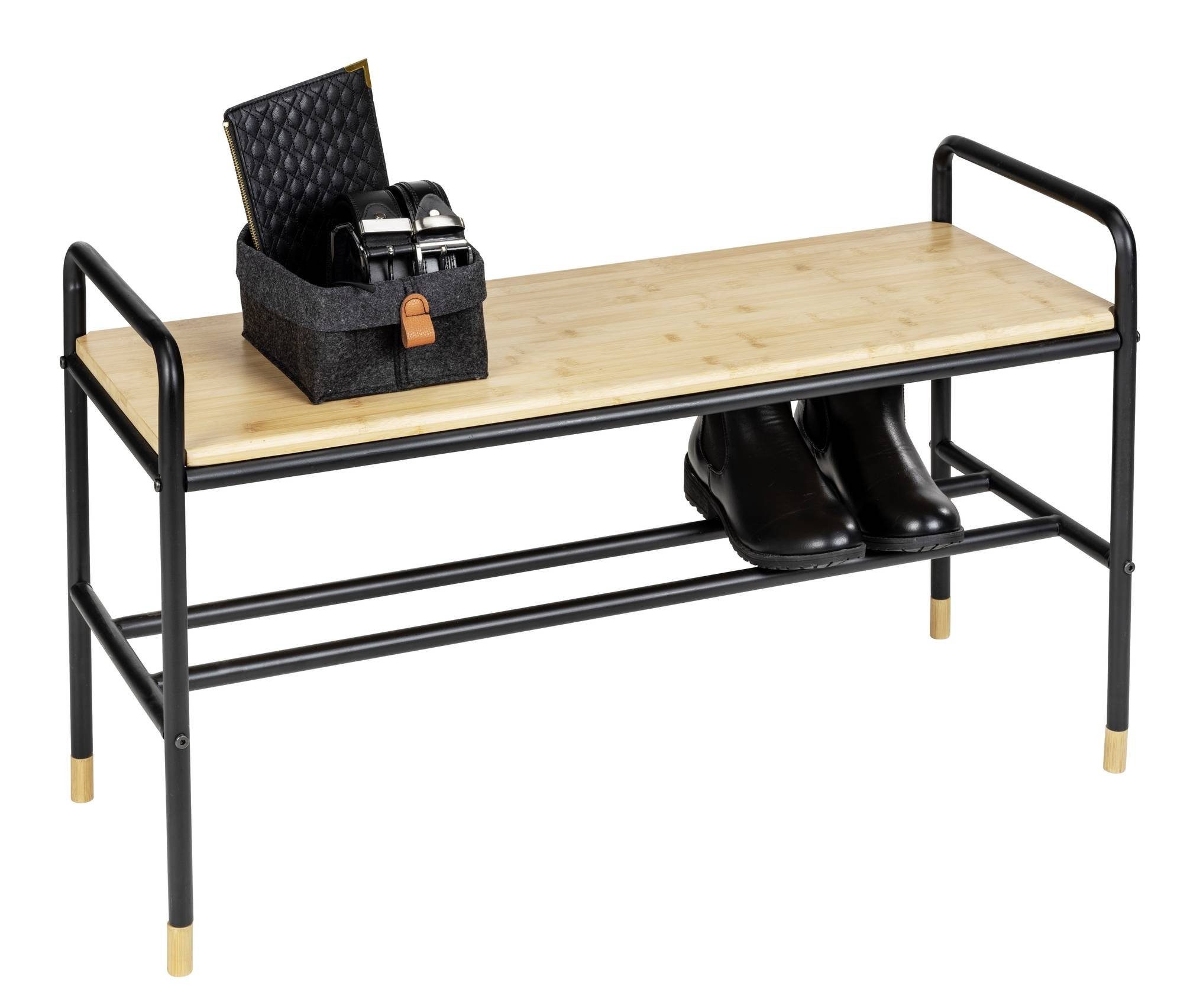 WENKO Schuhregal Schuhregal mit Bambusablage LOFT, 80 x 50 x 33,5 cm, WENKO