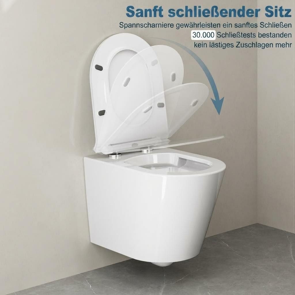 GarveeMore WC-Sitz Toilettendeckel mit Absenkautomatik D-Form – Bild 3 von 5