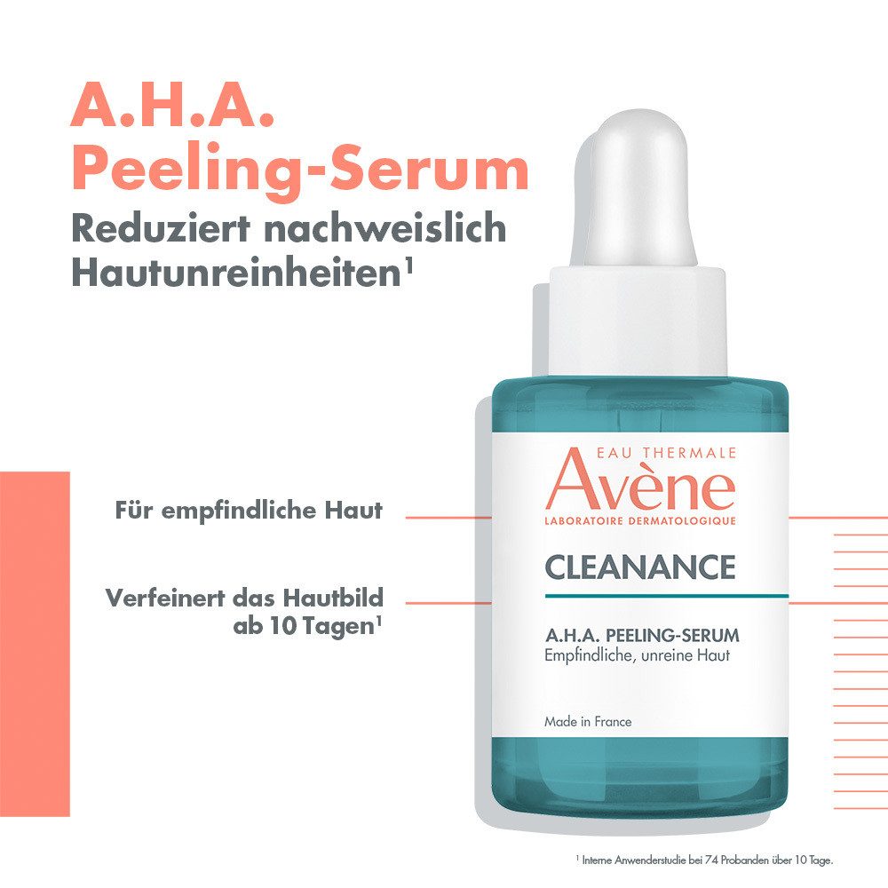 Avene Gesichtsserum Cleanance A.H.A. Peeling-Serum -, reduziert effektiv Pickel und Mitesser