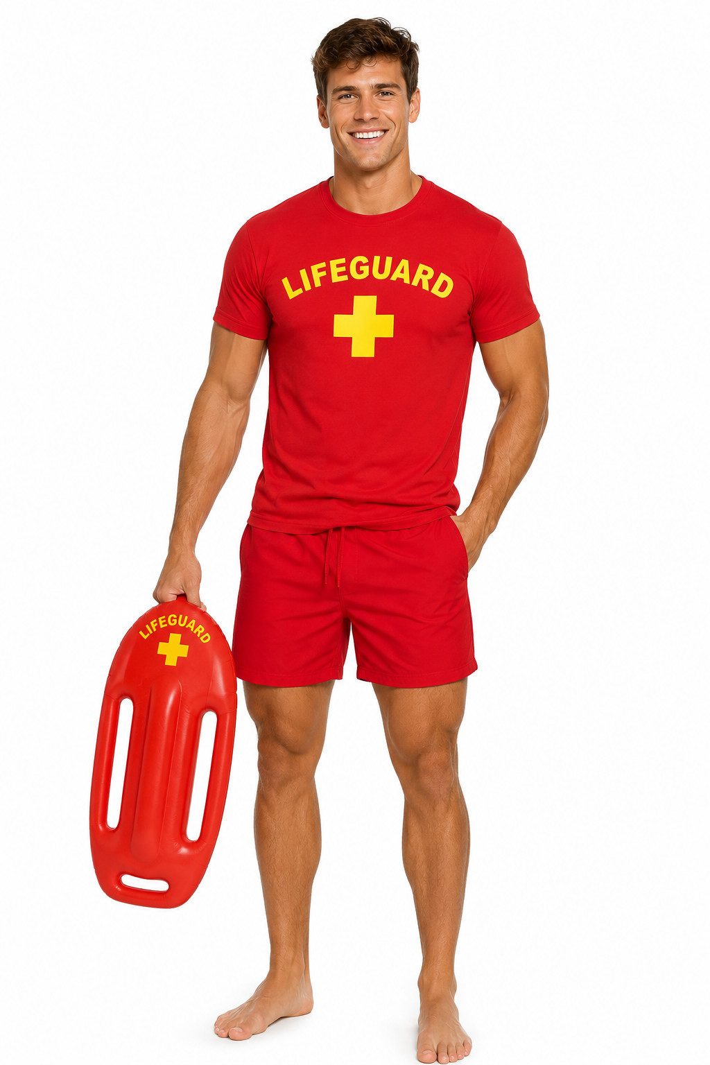coole-fun-t-shirts Kostüm Rettungsschwimmer Schwimmboje Kostüm Rettungsschwimmer 3-teiliges Set, 3 Teile