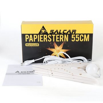 Salcar Papierstern 3D LED Papierstern Hängend Weihnachtsstern Beleuchtet Weihnachtsdeko, Sternlicht Wohnzimmer Schlafzimmer Fenster, 55cm