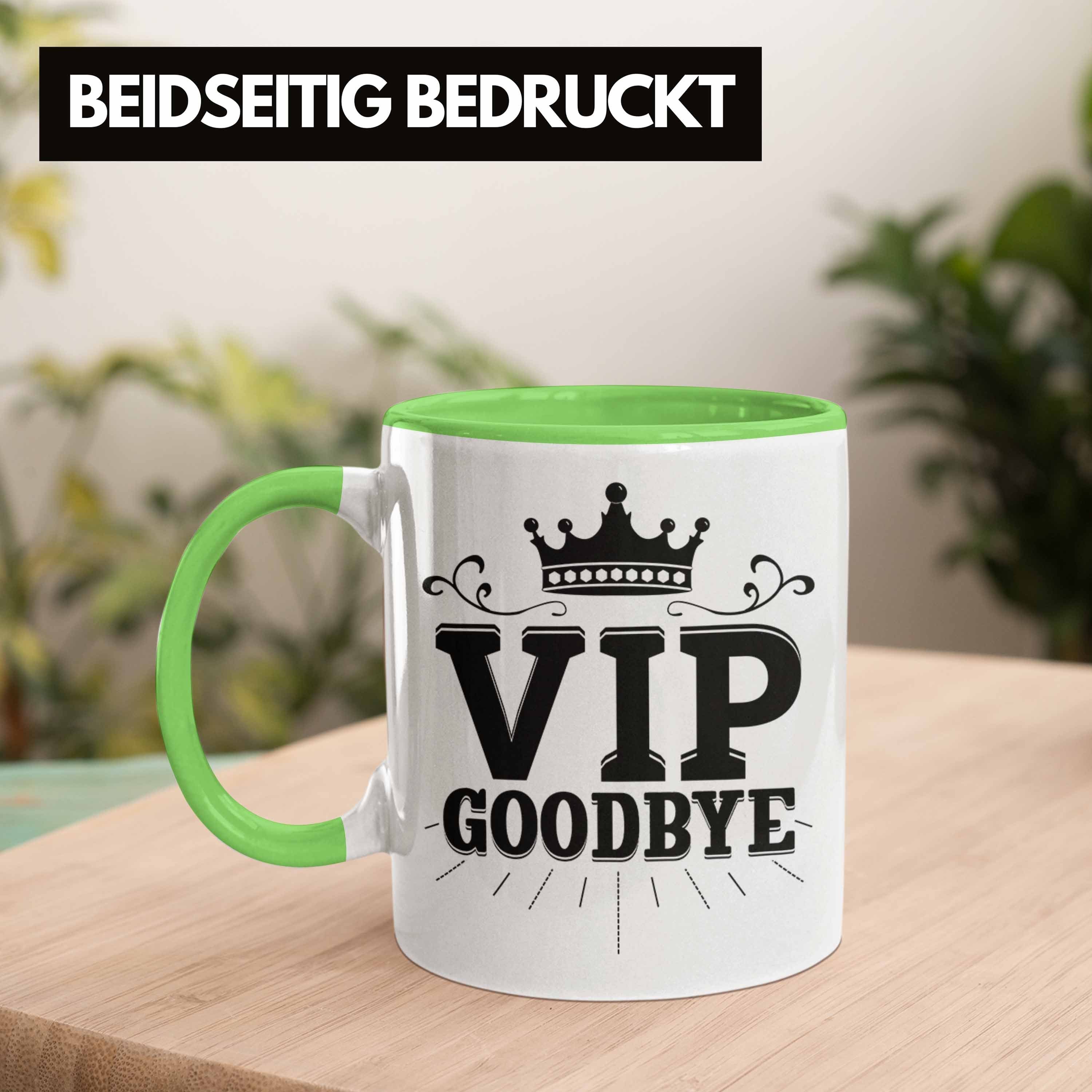 Trendation Tasse Kolle Abschiedsgeschenk Geschenk Grün Jobwechsel Tasse VIP Goodbye Abschied