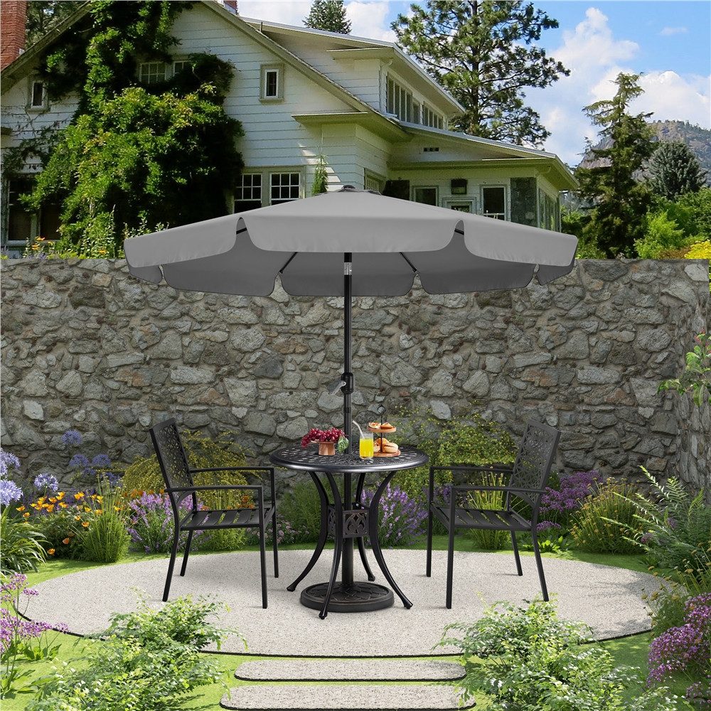 Yaheetech Sonnenschirm ∅ 268 cm, Gartenschirm mit 8 Metallstreben & Kurbel, UV-schutz, neigbar