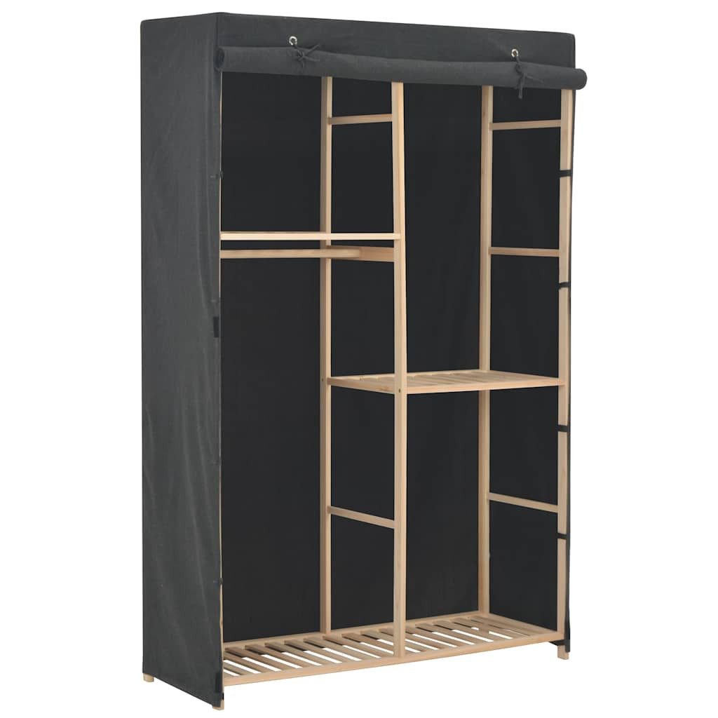 furnicato Kleiderschrank Tragbarer 110 x 40 x 170 cm Grau Stabiler Garderobenständer mit 3 Ablagen für dein Gästezimmer
