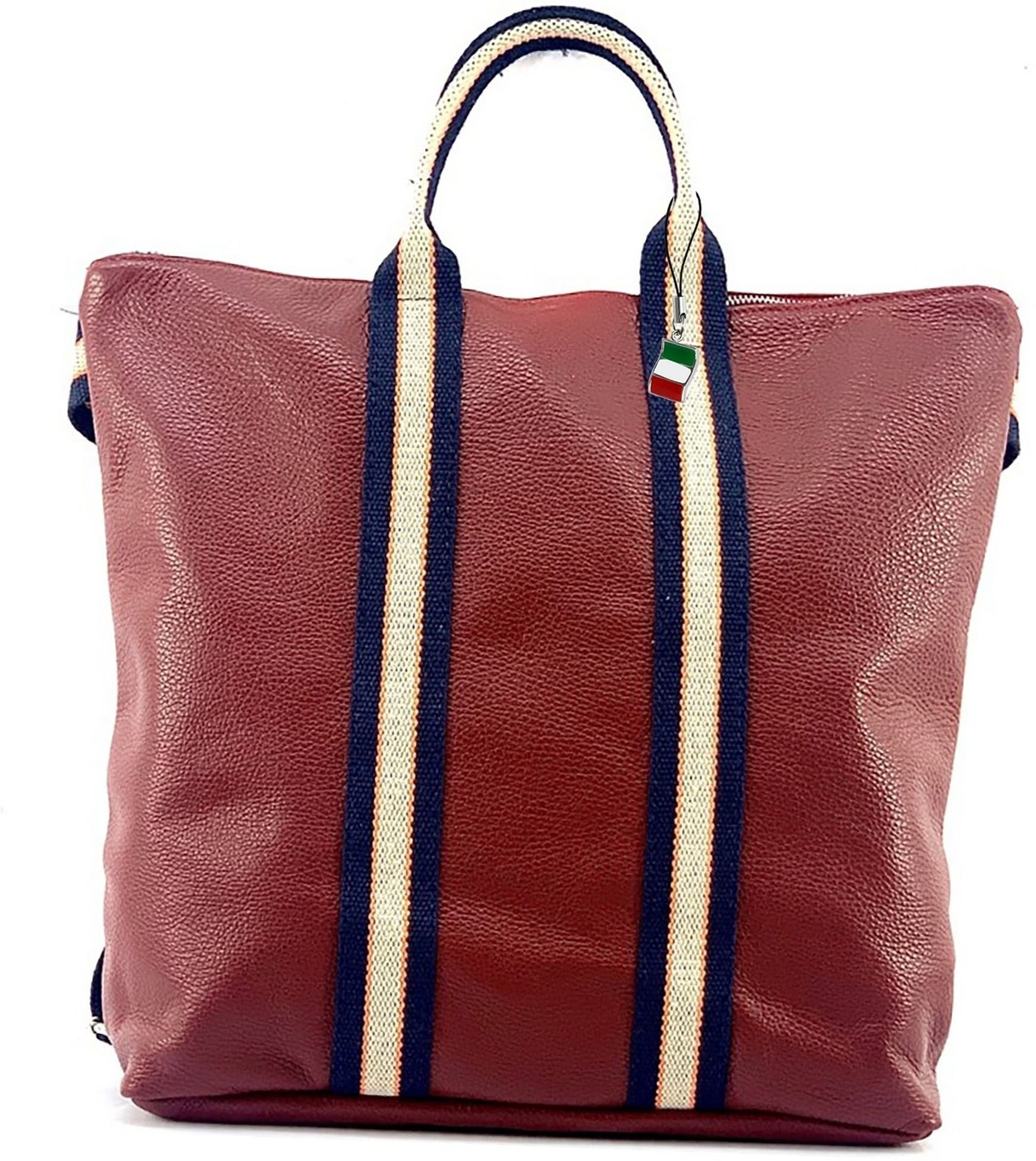 FLORENCE Handtasche Florence Damen Rucksack Daypack (Cityrucksack, Cityrucksack), Damen Tasche Echtleder rot, blau, beige, Made-In Italy