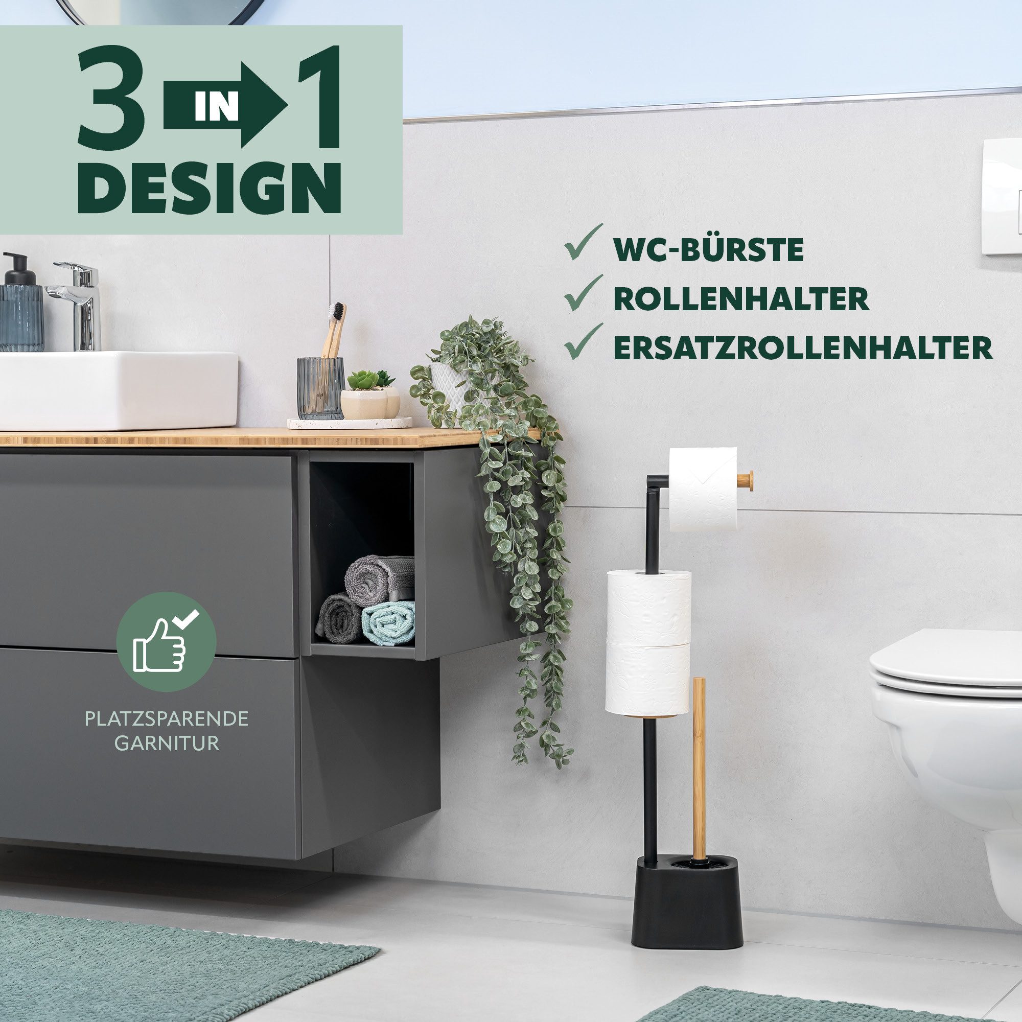 bremermann WC-Garnitur WC-Garnitur 3in1 inkl. Rollenhalter, günstig online kaufen