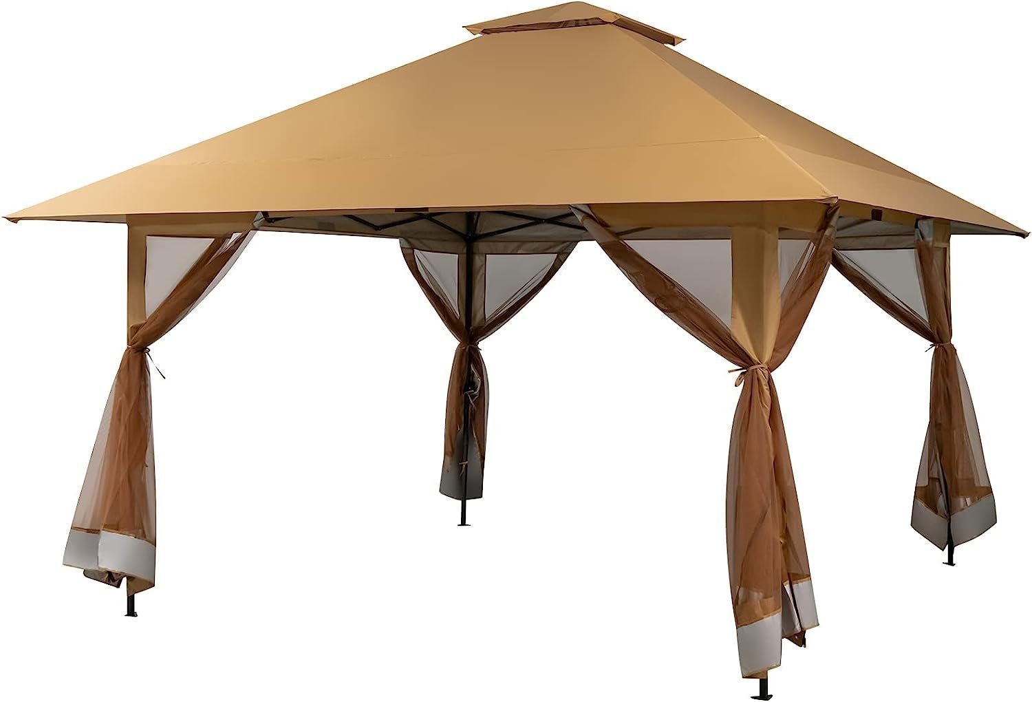 KOMFOTTEU Faltpavillon Gartenpavillon, mit Doppeldach & 4 Netzwänden