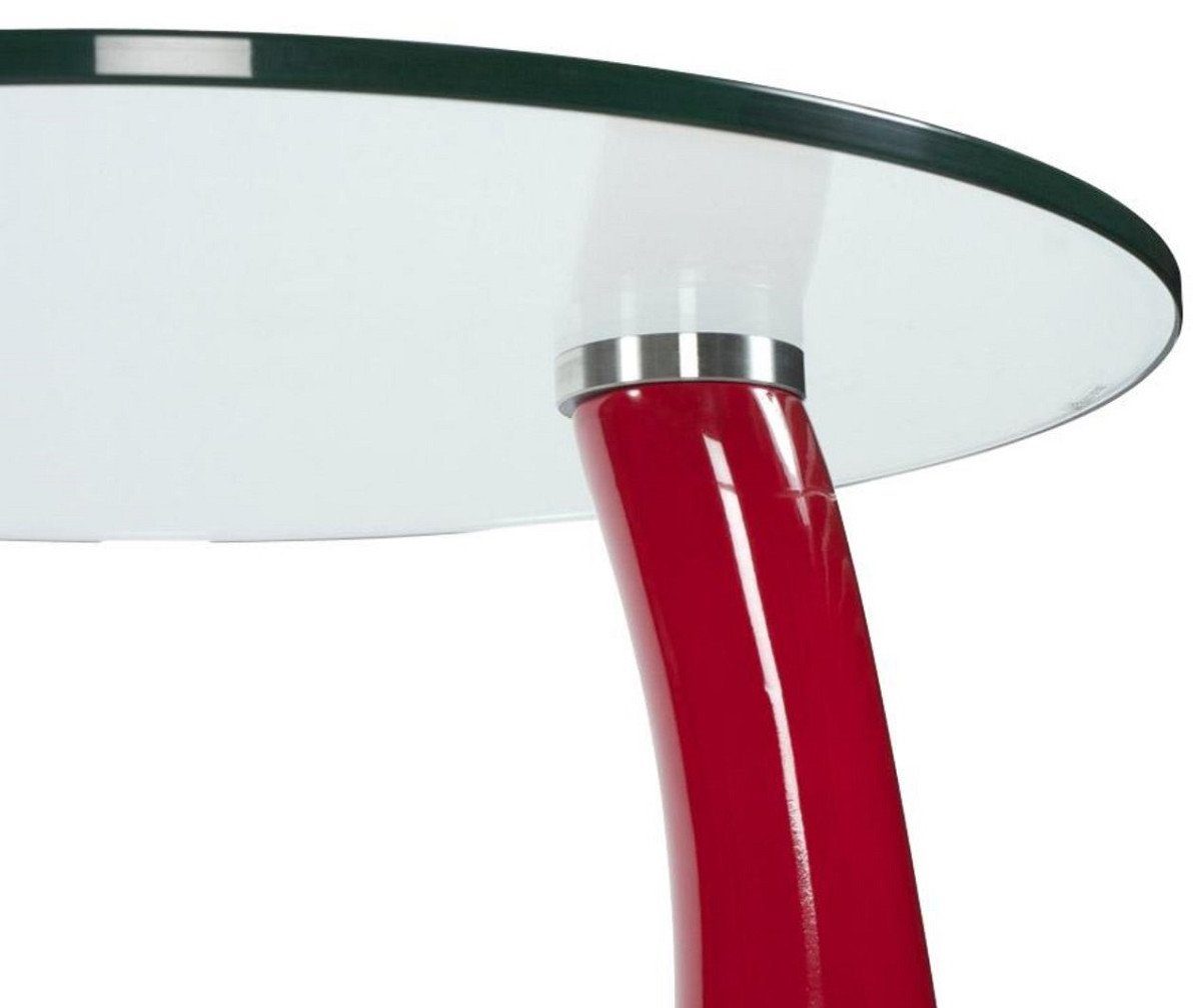 54 Padrino x - 45 runder Rot Moderner H. cm Designermöbel Glasplatte Fiberglas Casa Beistelltisch Ø mit - Beistelltisch Tisch