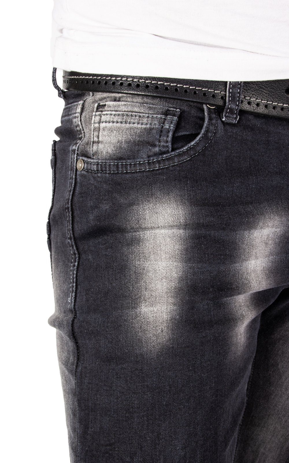 Rock Creek Slim-fit-Jeans Herren Jeans Stonewashed Schwarz RC-2261