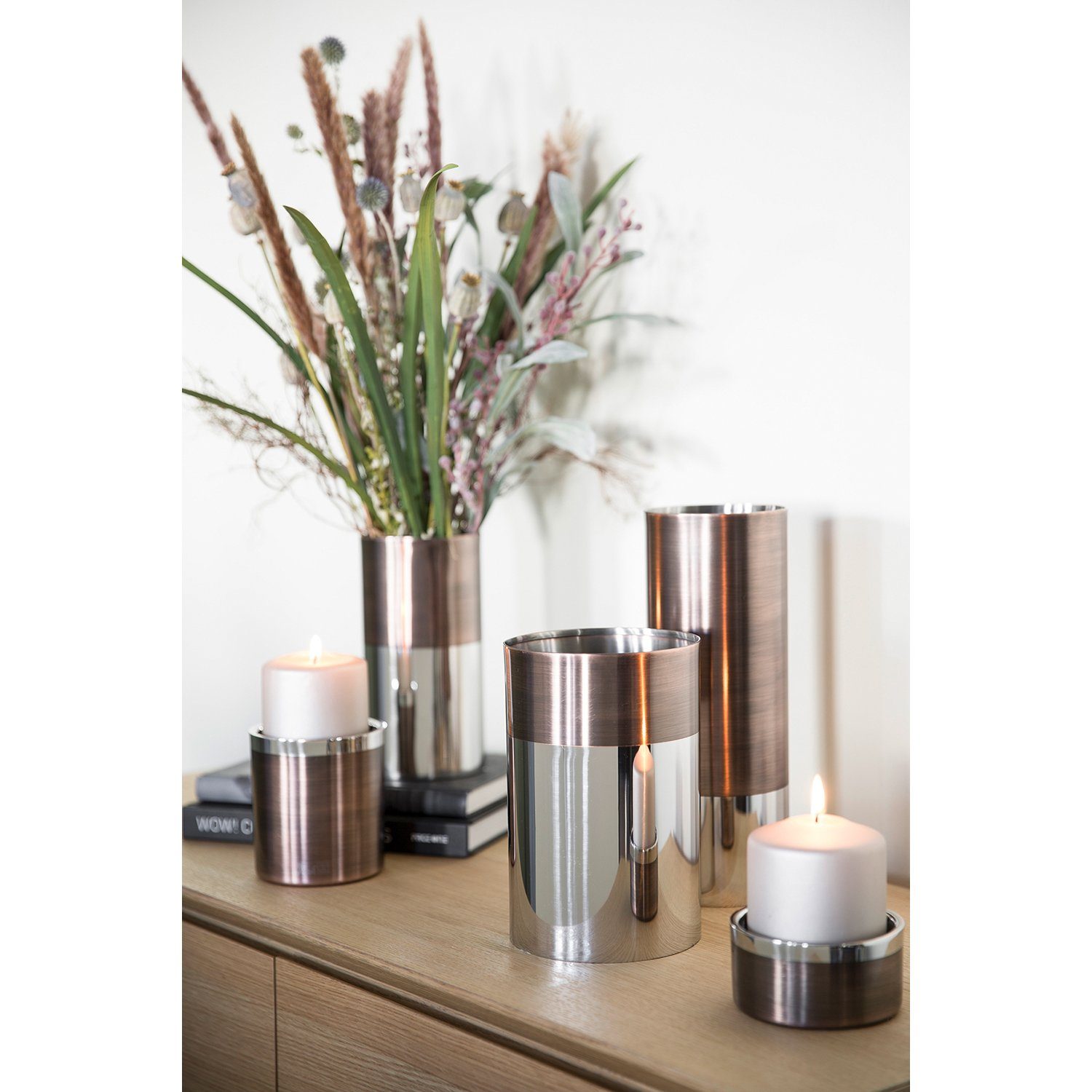 Fink Dekovase VITO Vase - H. 20cm x Ø 10cm - bronze-silber - Edelstahl - Bl günstig online kaufen