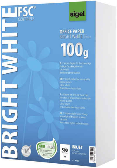 Sigel sigel Inkjet-Papier "Bright White", DIN A4, 100 g/qm Wischbezug