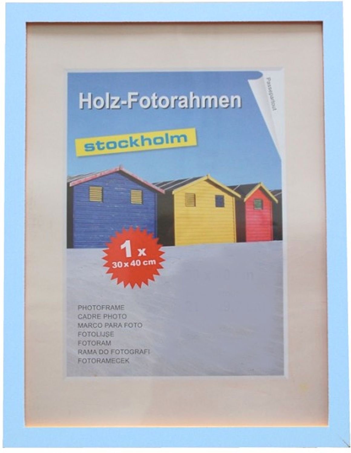 BURI Bilderrahmen Holz-Fotorahmen 21x29,7cm 2er Pack Fotos Photo Rahmen Dekoration hellblau