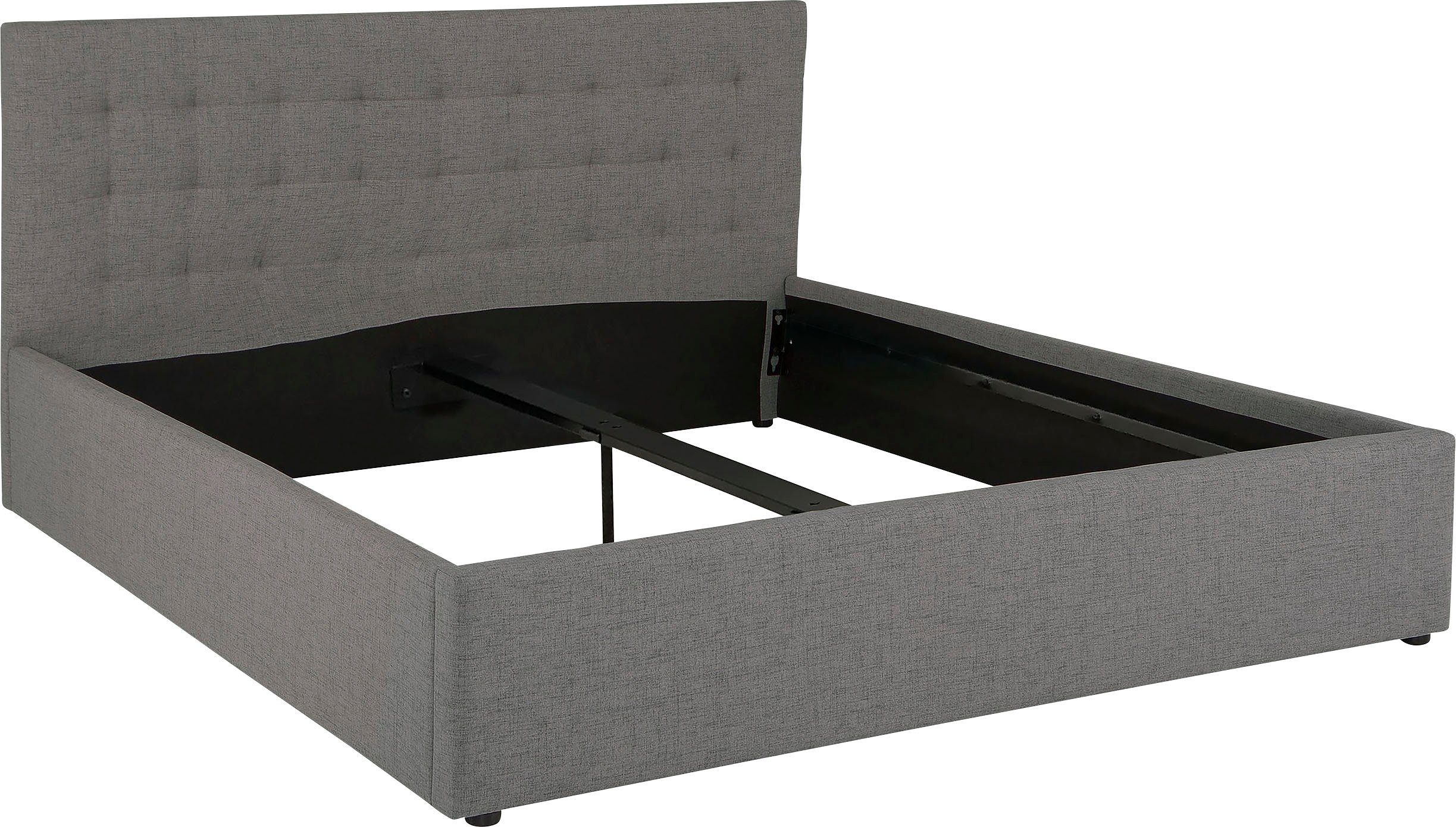 OTTO home Polsterbett Hamar, Knopfsteppung im Kopfteil, bis 250 KG belastbar (3 Breiten: 100cm/ 140cm/ 180cm), in verschiedenen Größen und Stoffen und Farben