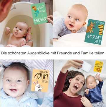 GLÜCKSWOLKE Grußkarten Meilenstein Karten Baby für Mädchen oder Junge, Meilensteinkarten I Foto Babykarten als besonderes Geschenk zur Geburt