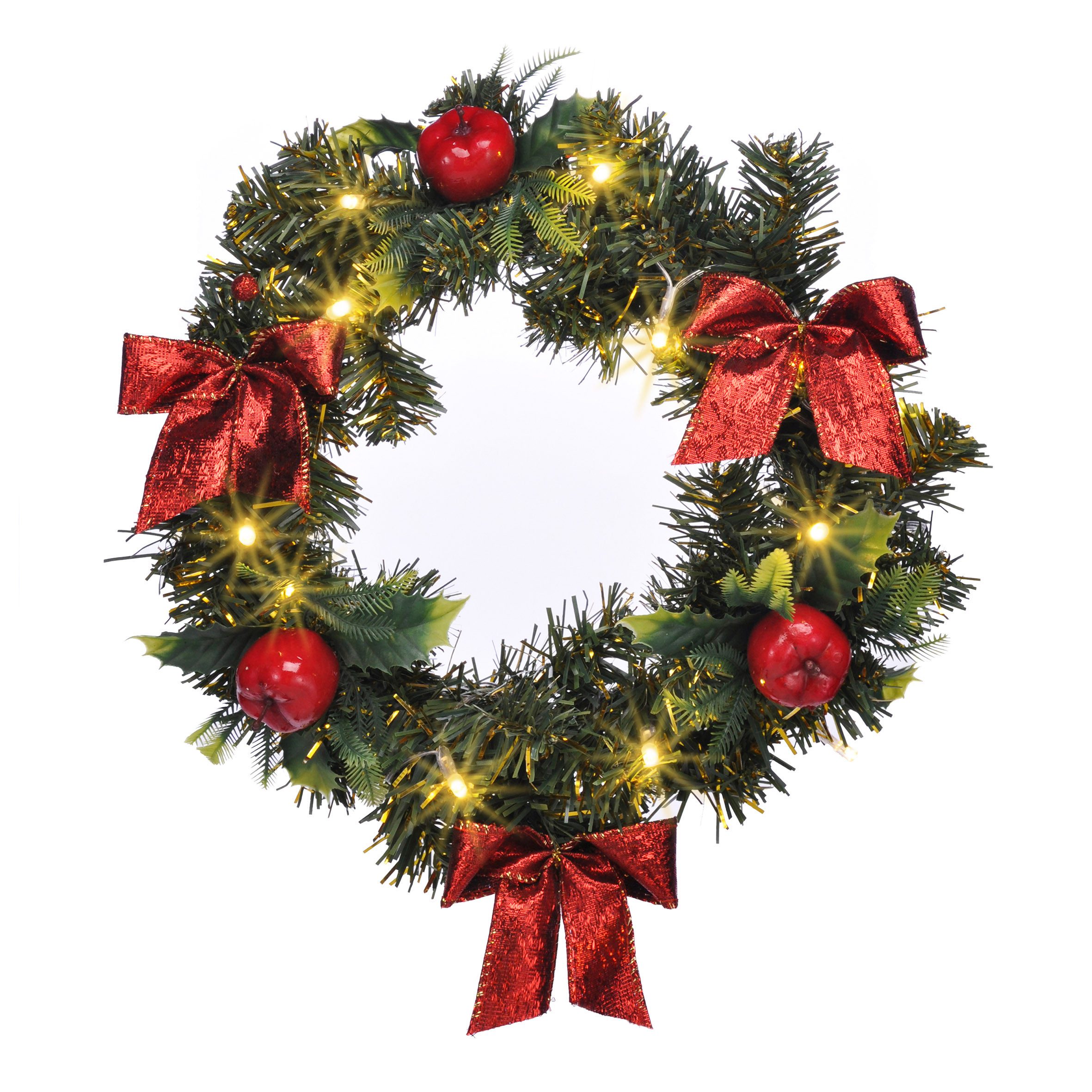 Spetebo Dekokranz LED Kunst Tannenkranz grün warm weiß beleuchtet - Ø 28 cm günstig online kaufen