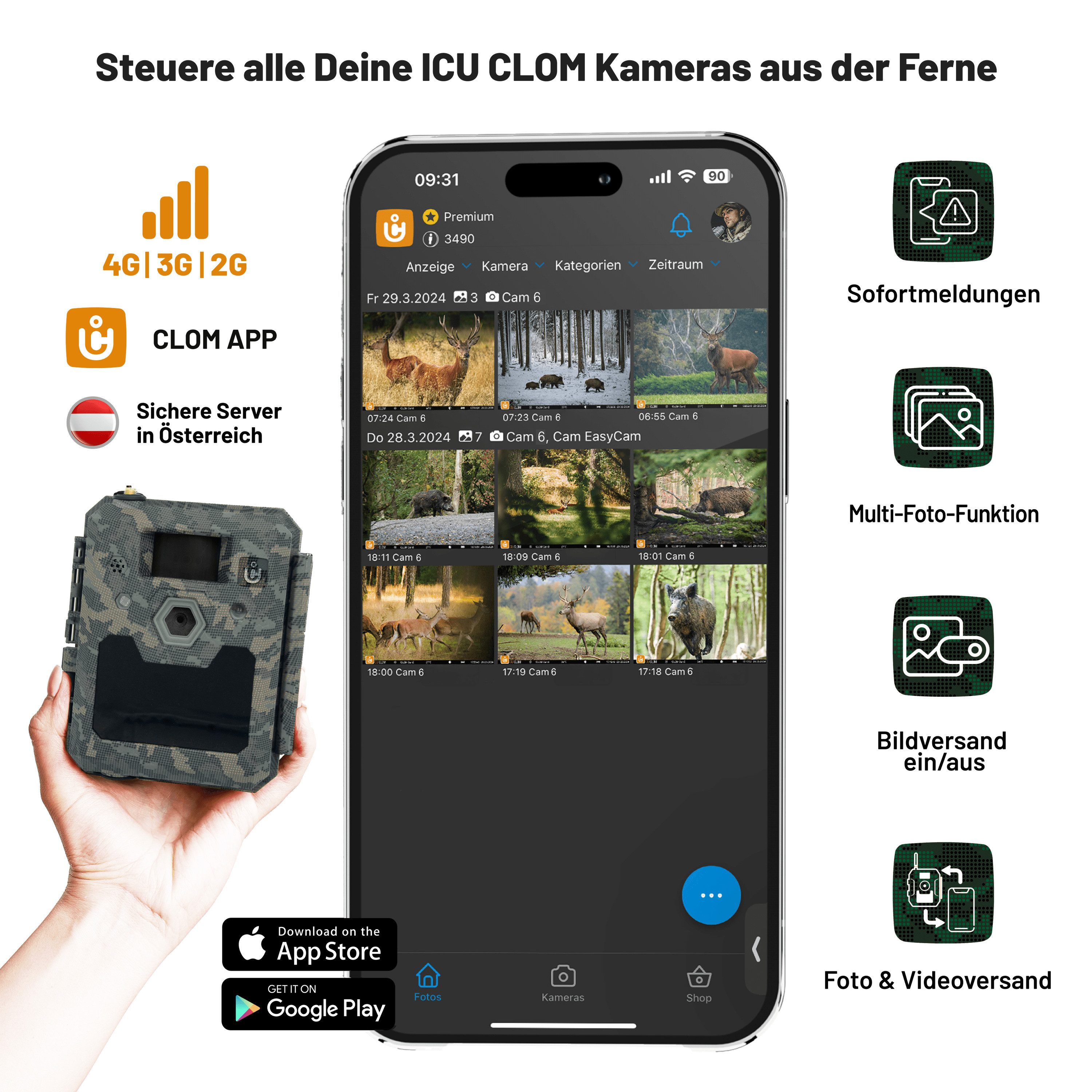 ICUserver Wildkamera ICUserver Wildtierkamera ICU CLOM Cam6 (4G Wildkamera Cam 6 – Full HD, Nachtsicht & 16 GB SD, IP66 wasserdicht)