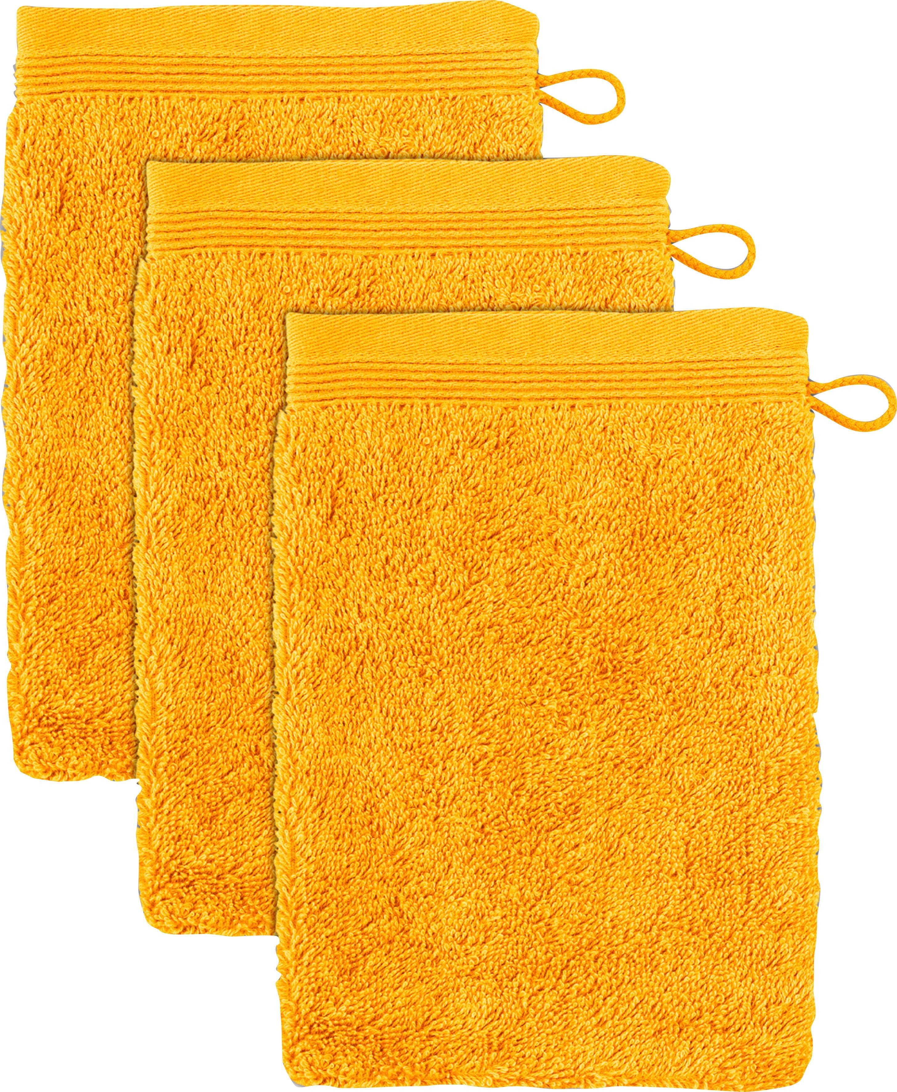 Möve Waschhandschuh Superwuschel, (Set, 3-St), Waschhandschuh Set mit Bordüre, 100% Premium Cotton Baumwolle, weich