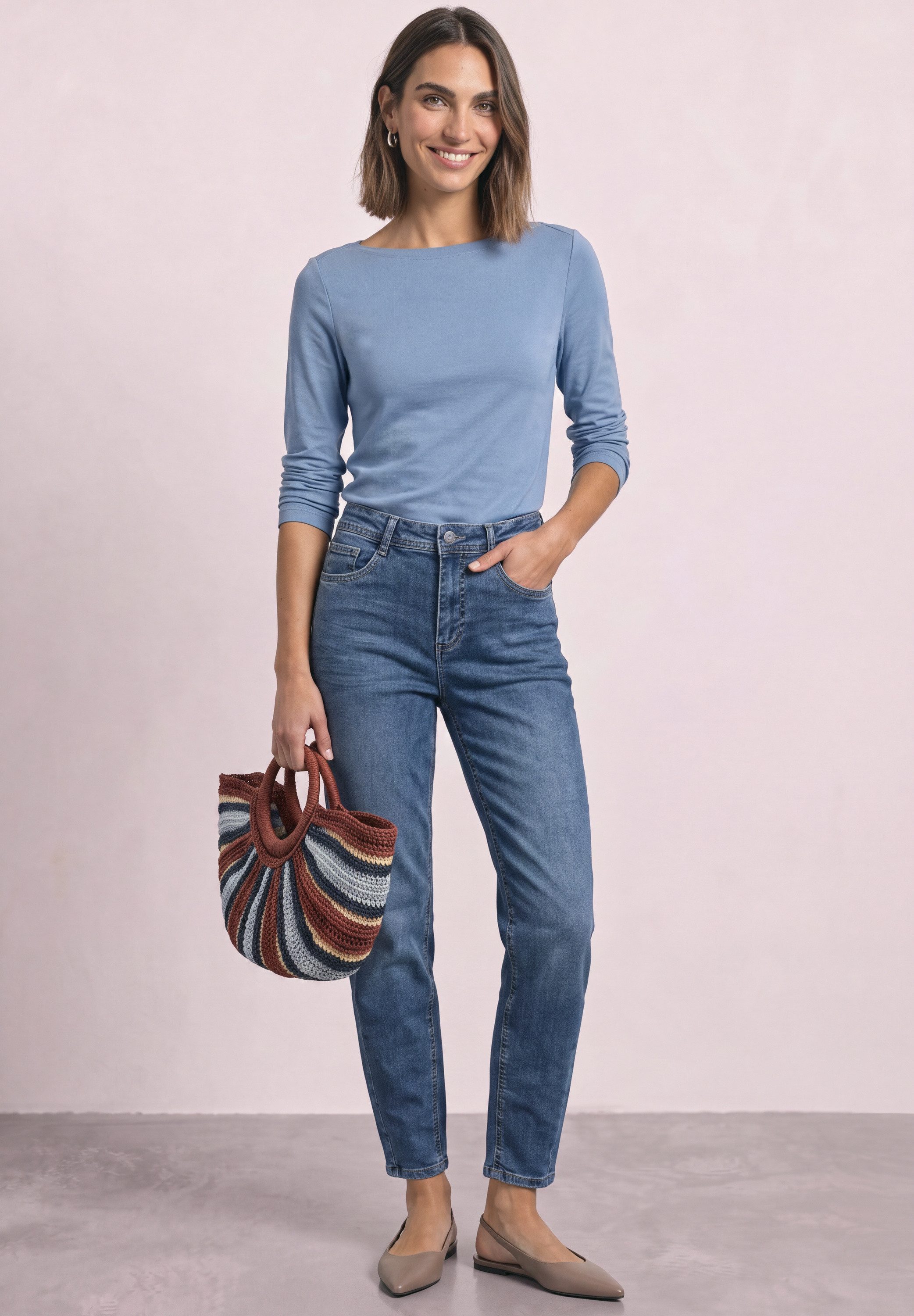 STREET ONE Langarmshirt mit U-Boot-Ausschnitt