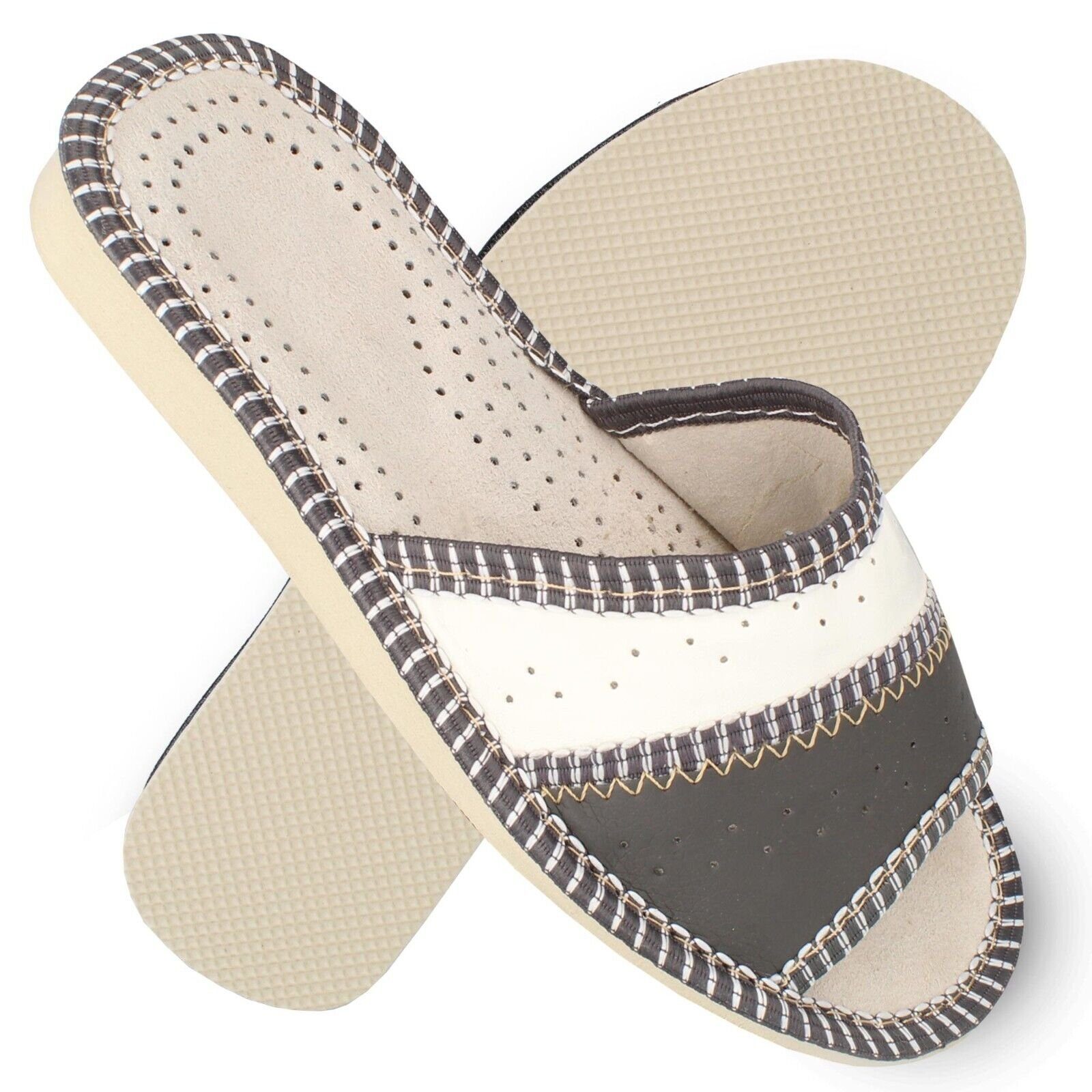 filsko Tvis Damen Hausschuh offene Pantolette grau oder weiß