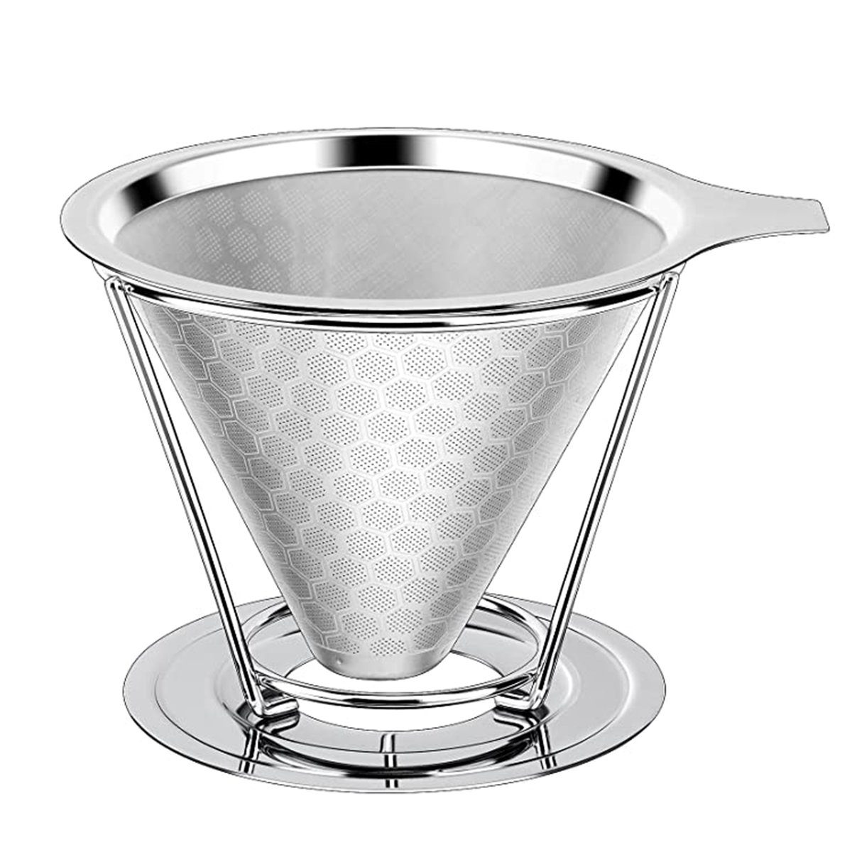 XDeer Handfilter Фільтр для кави Wiederverwendbar,Kaffeefilter aus Edelstahl, mit abnehmbarem Ständer Papierloser Фільтр для кави