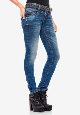 Cipo & Baxx Slim-fit-Jeans mit coolem Doppel-Bund in Skinny Fit