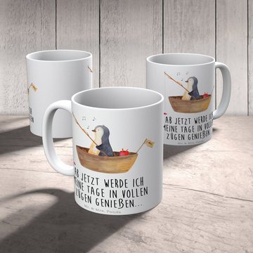 Mr. & Mrs. Panda Tasse Pinguin Angelboot - Weiß - Geschenk, Tasse, Kaffeebecher, Büro Tasse, Keramik, Einzigartiges Botschaft