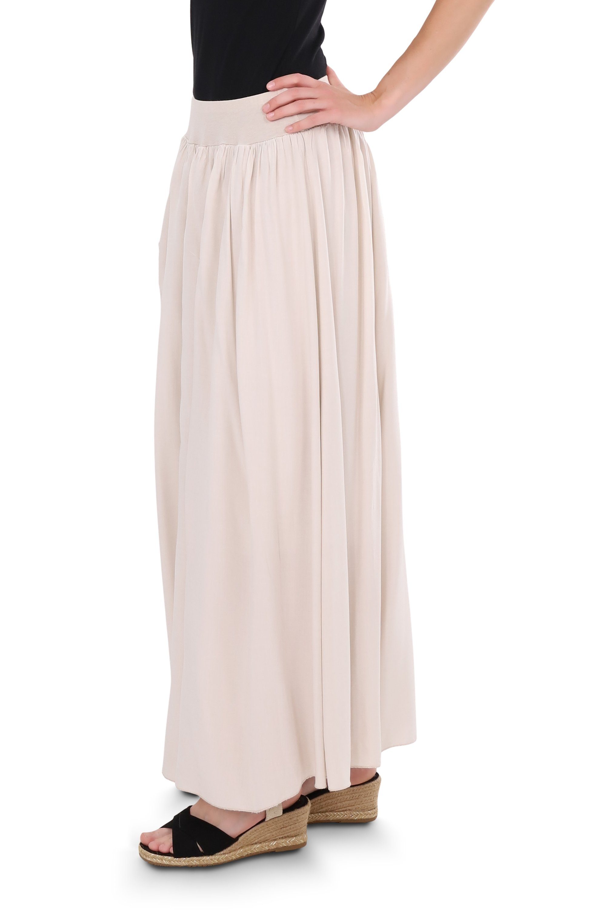 malito more than fashion Sommerrock malito Damen Maxi Rock, langer Rock blickdicht, Sommerrock mit Bund leichter eleganter Sommer Rock