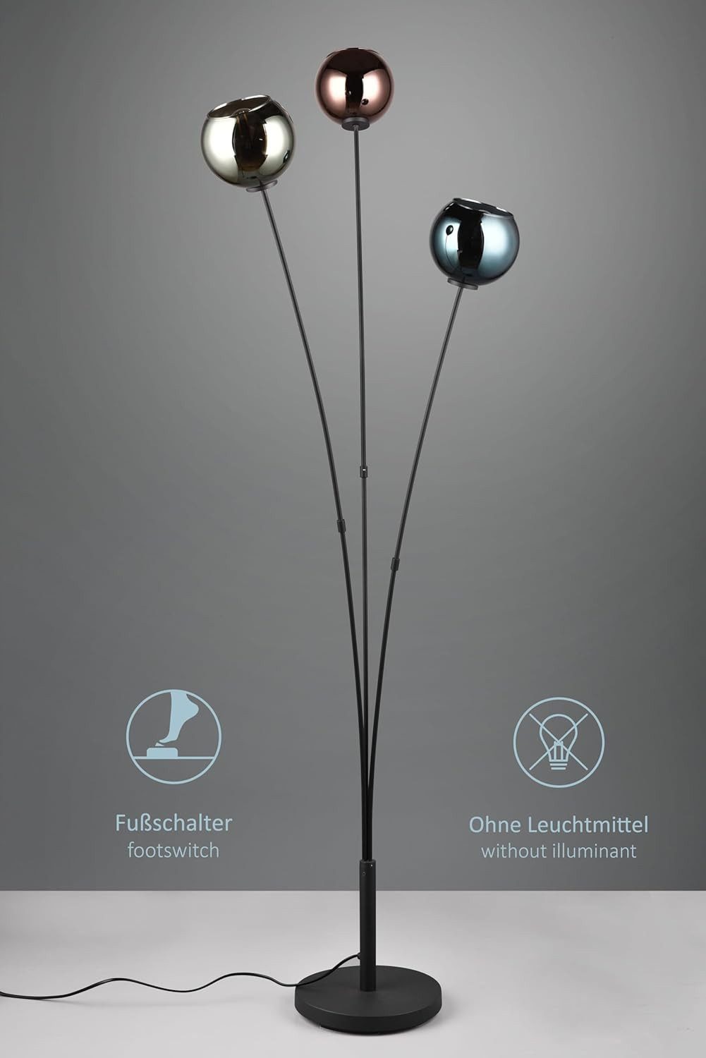 lightling Stehlampe Shawn, ohne Leuchtmittel, Fußschalter, IP20