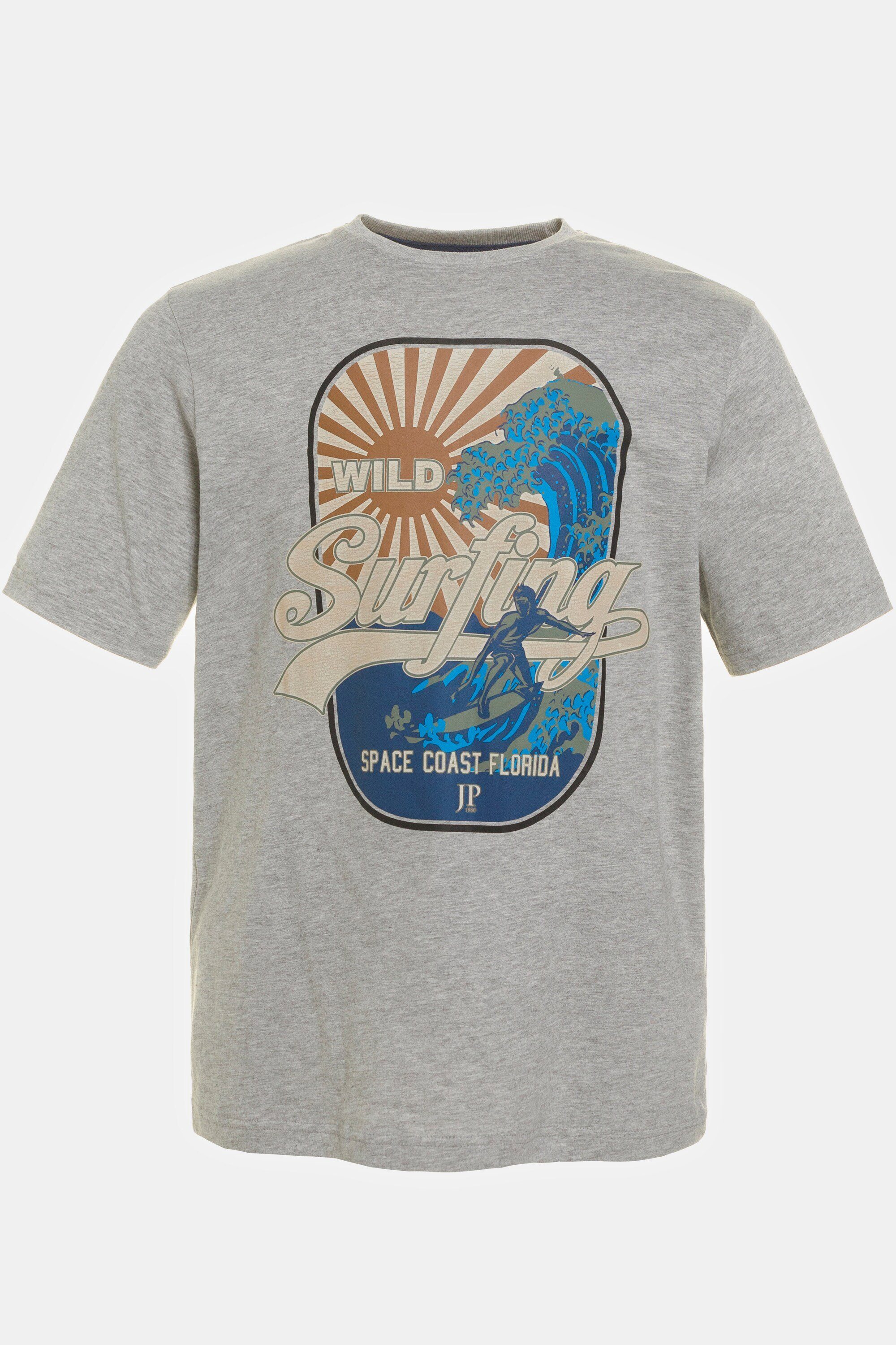 JP1880 T-Shirt T-Shirt Wave Print Melange Jersey Halbarm