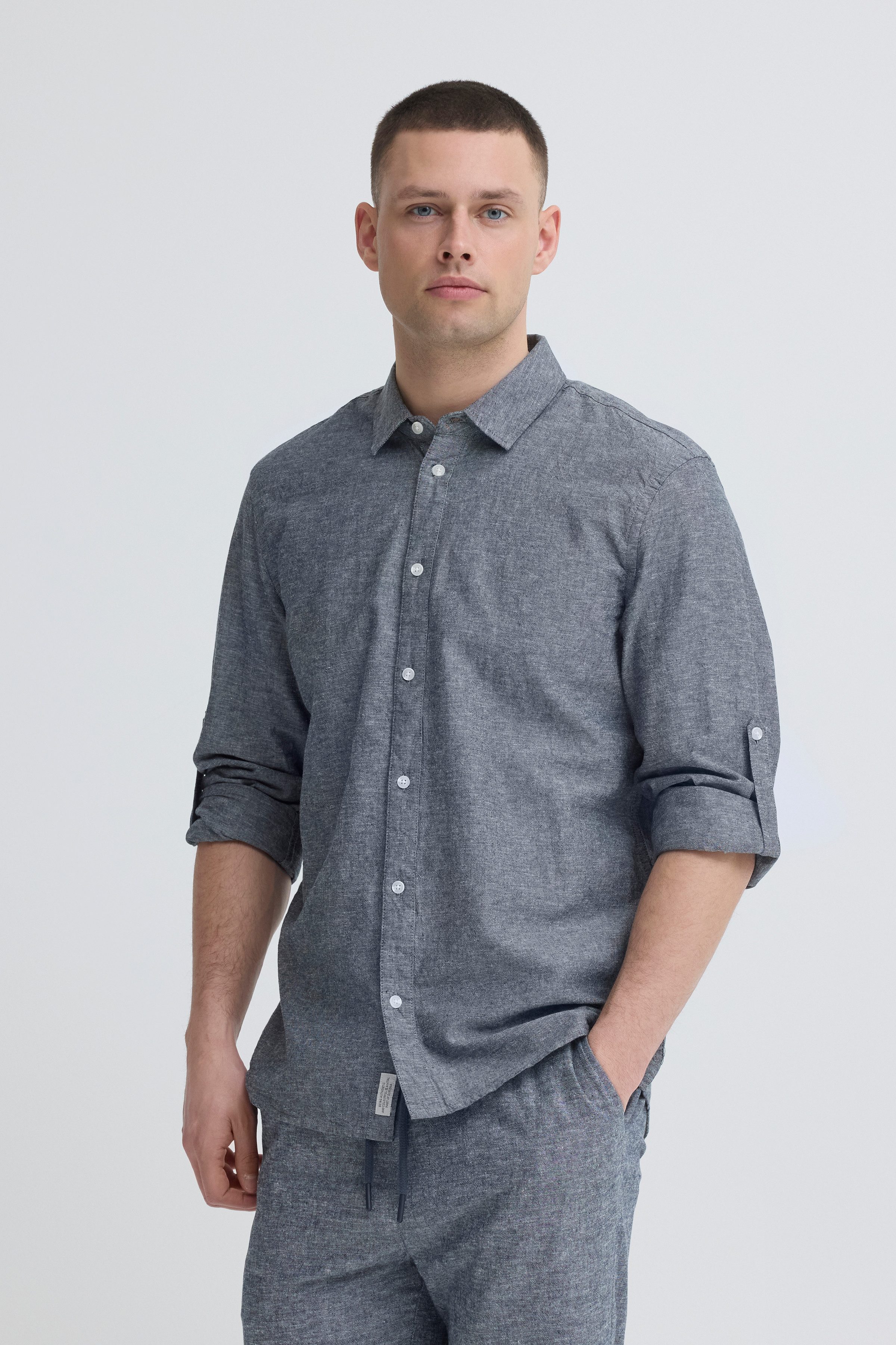 Blend Langarmhemd BHABAN SHIRT PP NOOS mit normalem Hemdkragen, Regular Fit, in Leinenoptik