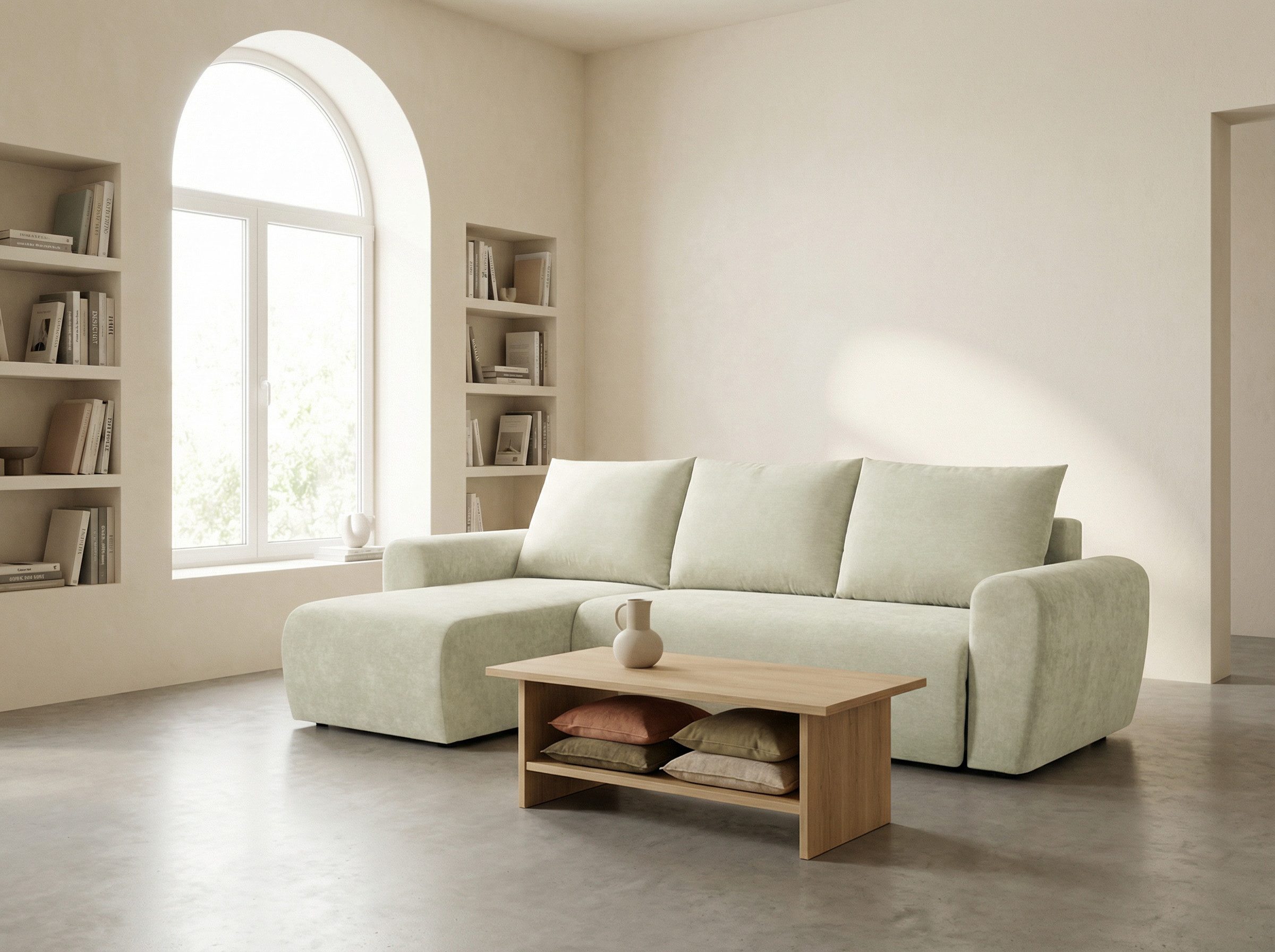 Home affaire Ecksofa Nortrud-Uni, 241 cm, L-Form, mit Schlaffunktion u. Bettkasten, Recamiere rechts / links montierbar, Feinstruktur-Bezug