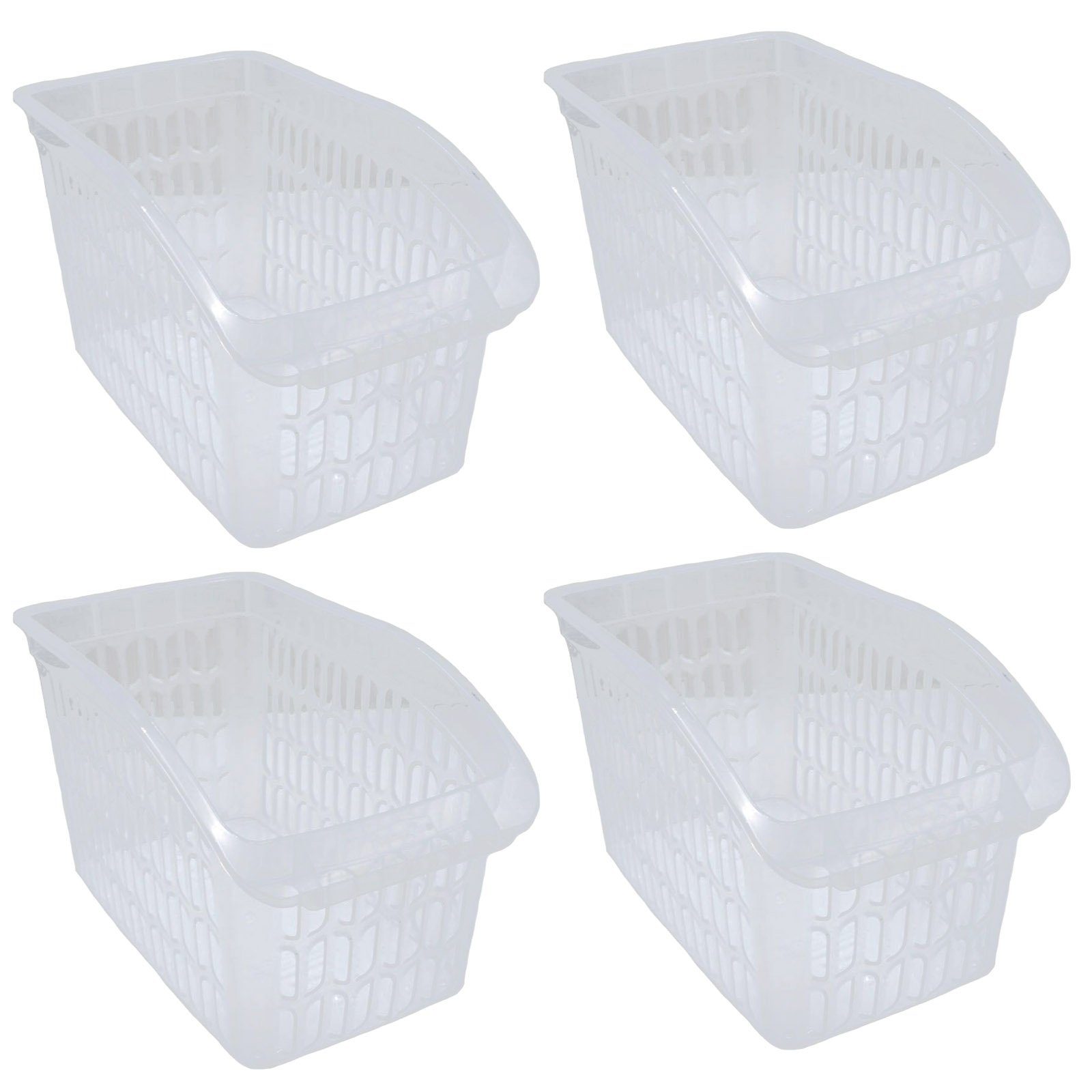 HAC24 Aufbewahrungskorb Aufbewahrungsbox Schrankkorb Regal Organizer Ordnungskorb Kunststoff (Set, 4 St), Transparent, 17,5 x 29 x 17,5 cm