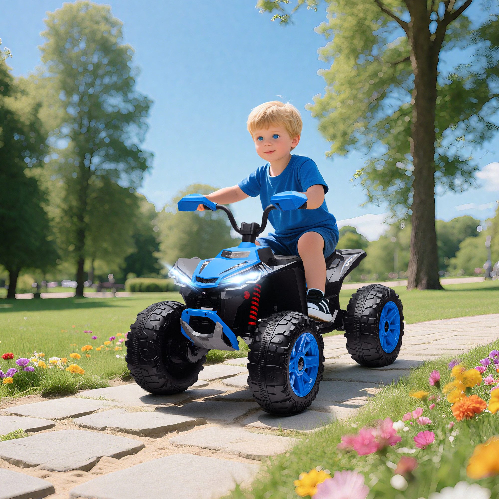 AIYAPLAY Elektro-Kinderquad 24V Elektro-Fahrzeug, 6,5 km/h Geschwindigkeit, Belastbarkeit 50 kg, (1-tlg), für 3-8 Jahre, Blau