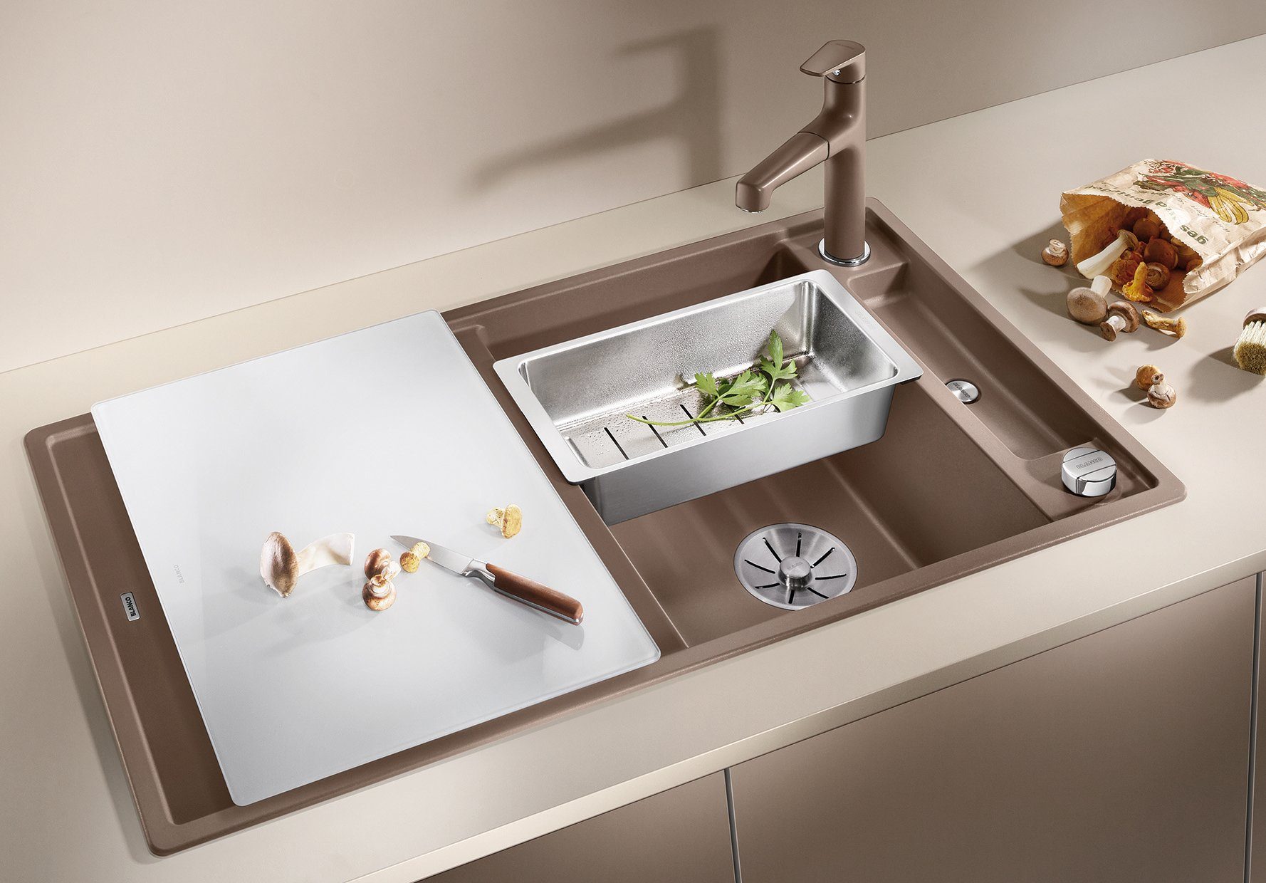 Blanco Granitspüle AXIA III 5 S, rechteckig, aus SILGRANIT®, inkl. Glasschneidebrett