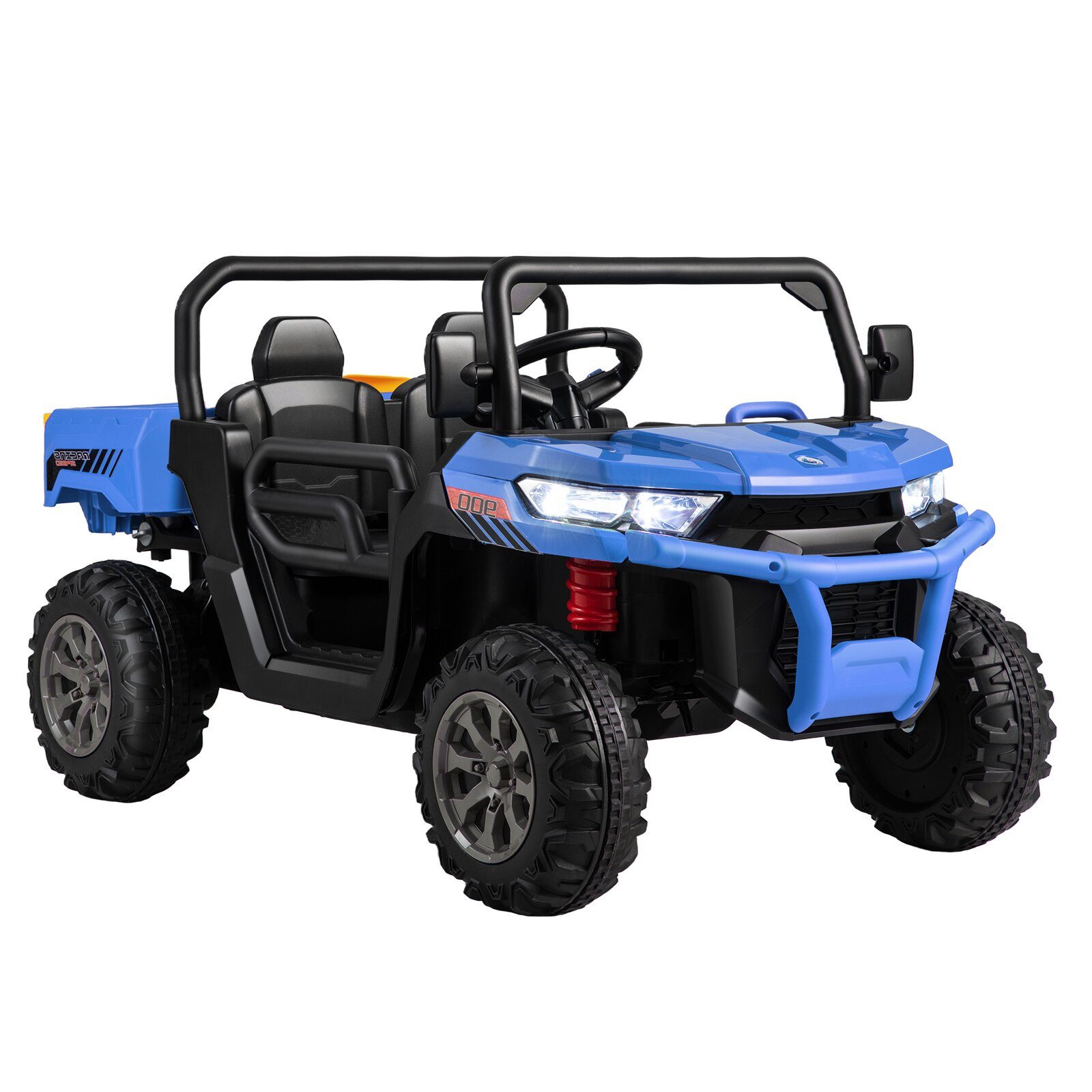 KOMFOTTEU Elektro-Kinderauto 2-Sitzer, mit Slow-Start-Funktion & Sicherheitsgurt