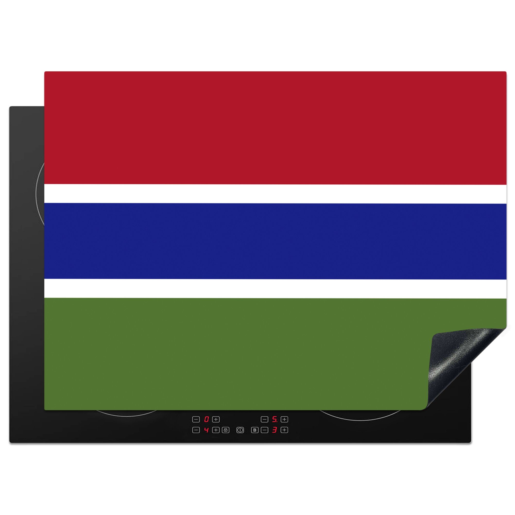 MuchoWow Herdblende-/Abdeckplatte Flagge Gambia, Vinyl, (1 tlg), 70x52 cm, Mobile Arbeitsfläche nutzbar, Ceranfeldabdeckung