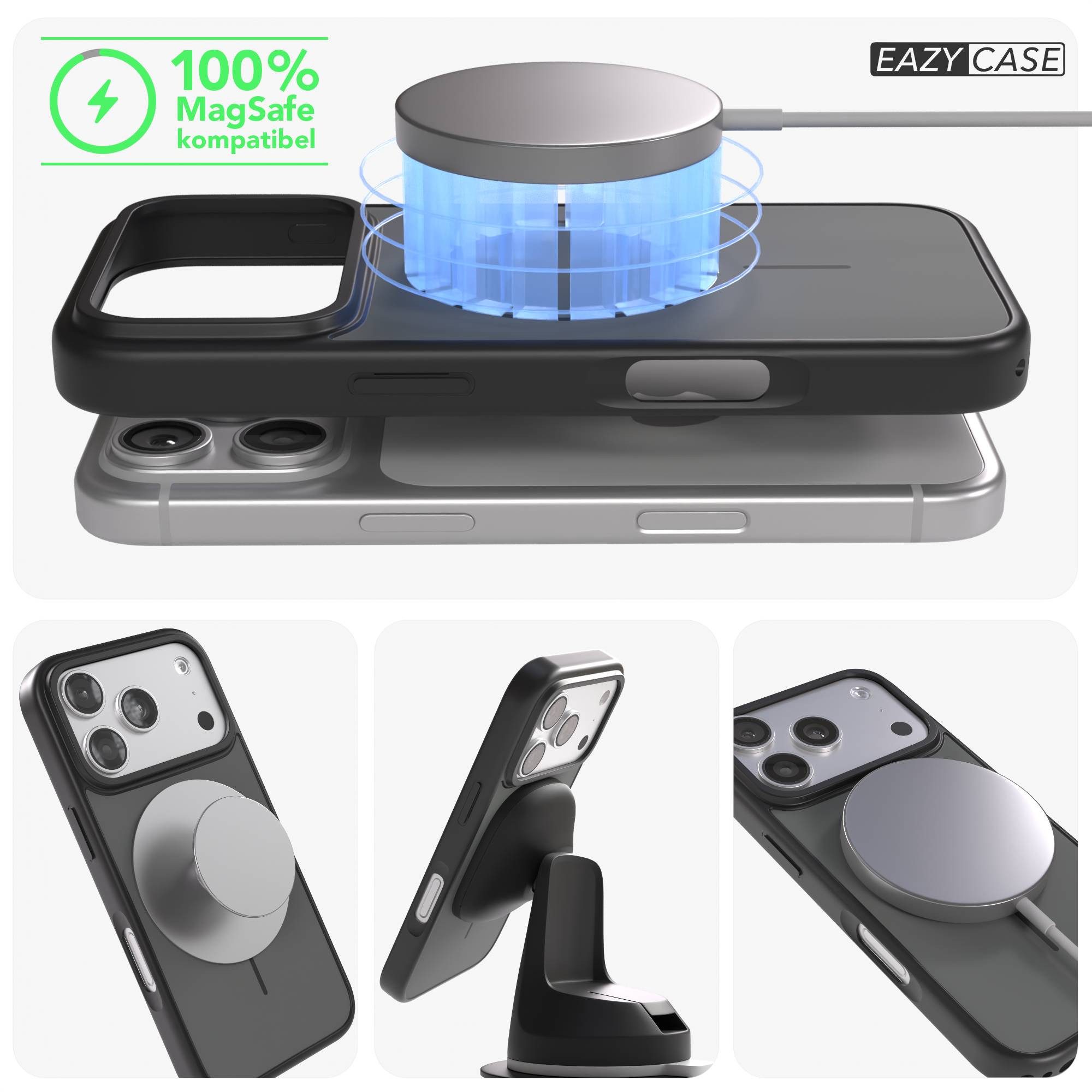 EAZY CASE Handyhülle Slim Outdoor MagSafe Case für Apple iPhone 17 Pro 6,3 Zoll, Dünne Outdoor Hülle mit MagSafe & starkem Schutz in Schwarz