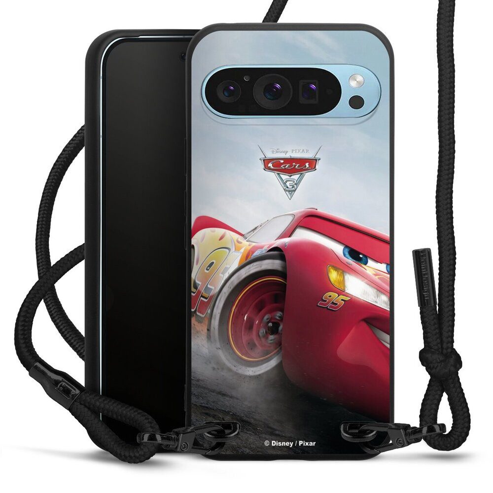 DeinDesign Handyhülle Lightning Mcqueen 95 Offizielles Lizenzprodukt Cars, Google Pixel 9 Pro Premium Handykette Hülle mit Band Case zum Umhängen