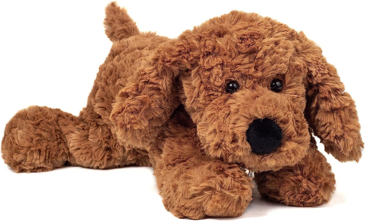 Teddy Hermann® Kuscheltier Schlenkerhund liegend dunkelbraun, 28 cm, mit Schlenkerbeinen