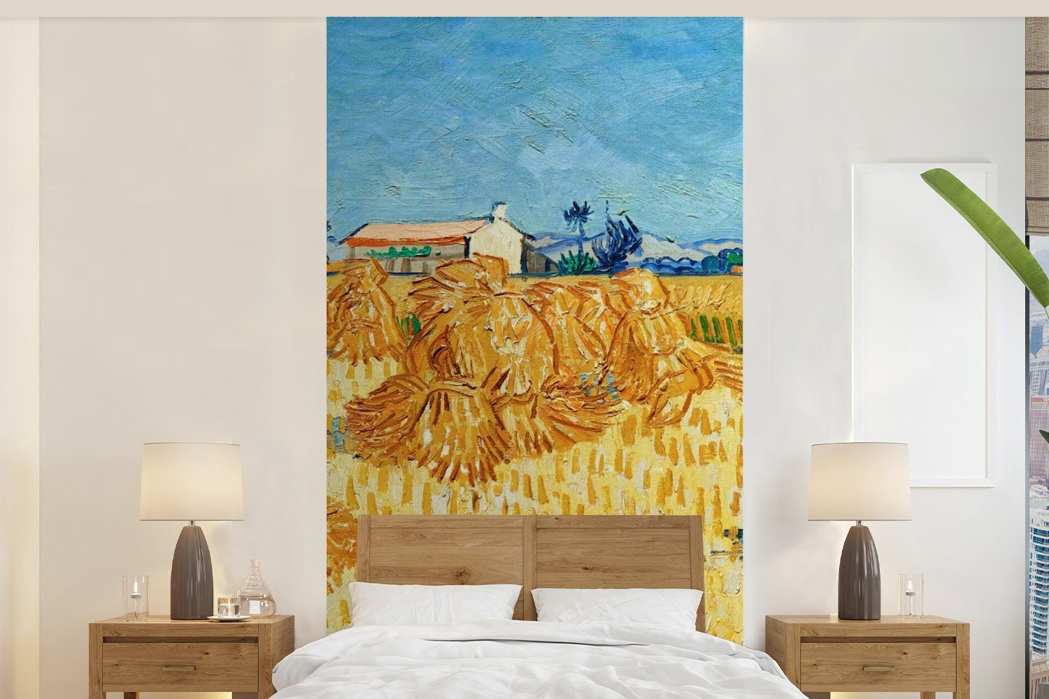 MuchoWow Fototapete Weinlese in der Provence - Vincent van Gogh, Matt, bedruckt, (2 St), Vliestapete für Wohnzimmer Schlafzimmer Küche, Fototapete