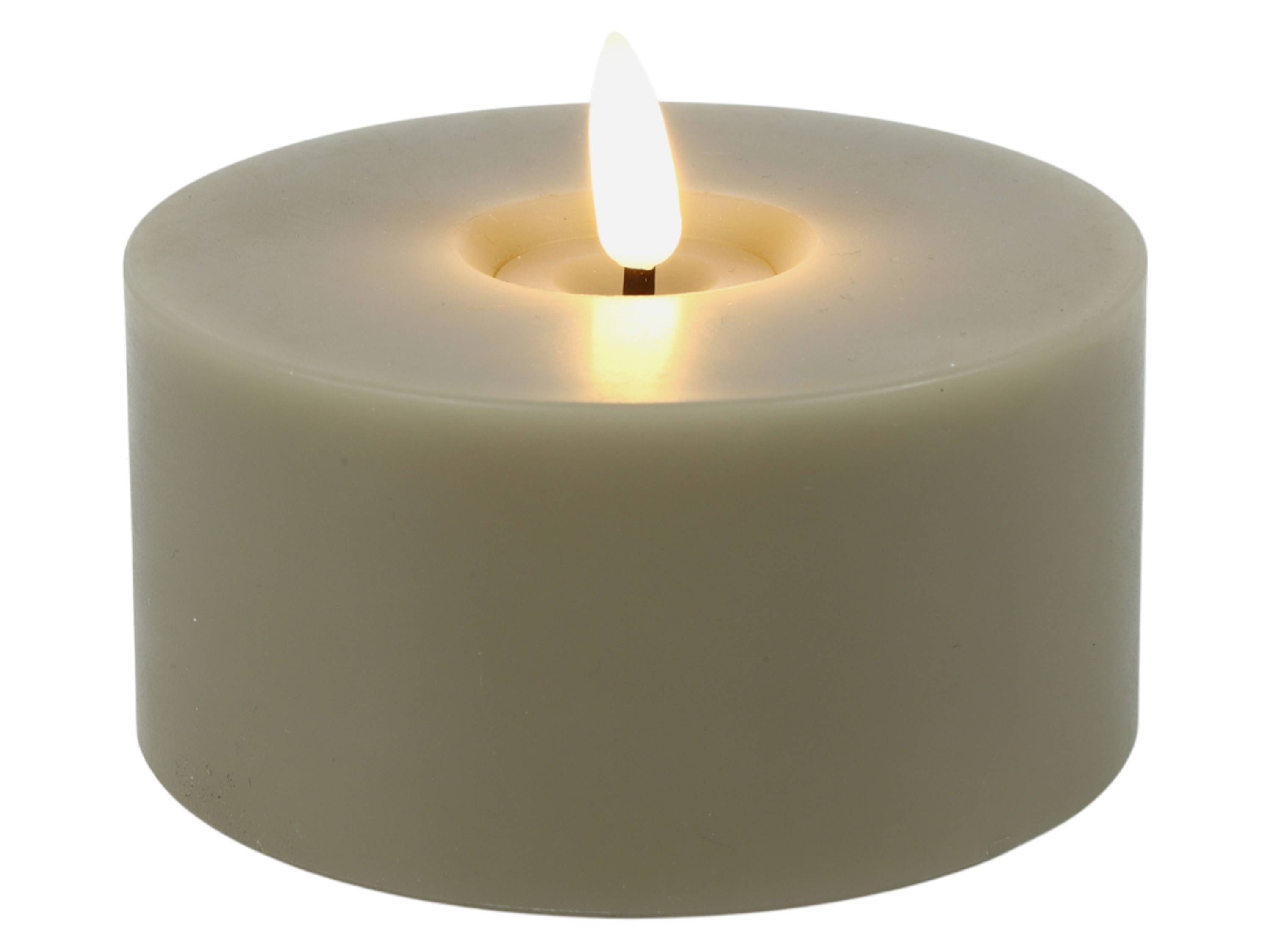 Countryfield LED-Kerze (1-tlg), Teelicht XXL beige-braun 3D-Flamme 6/18h Timer