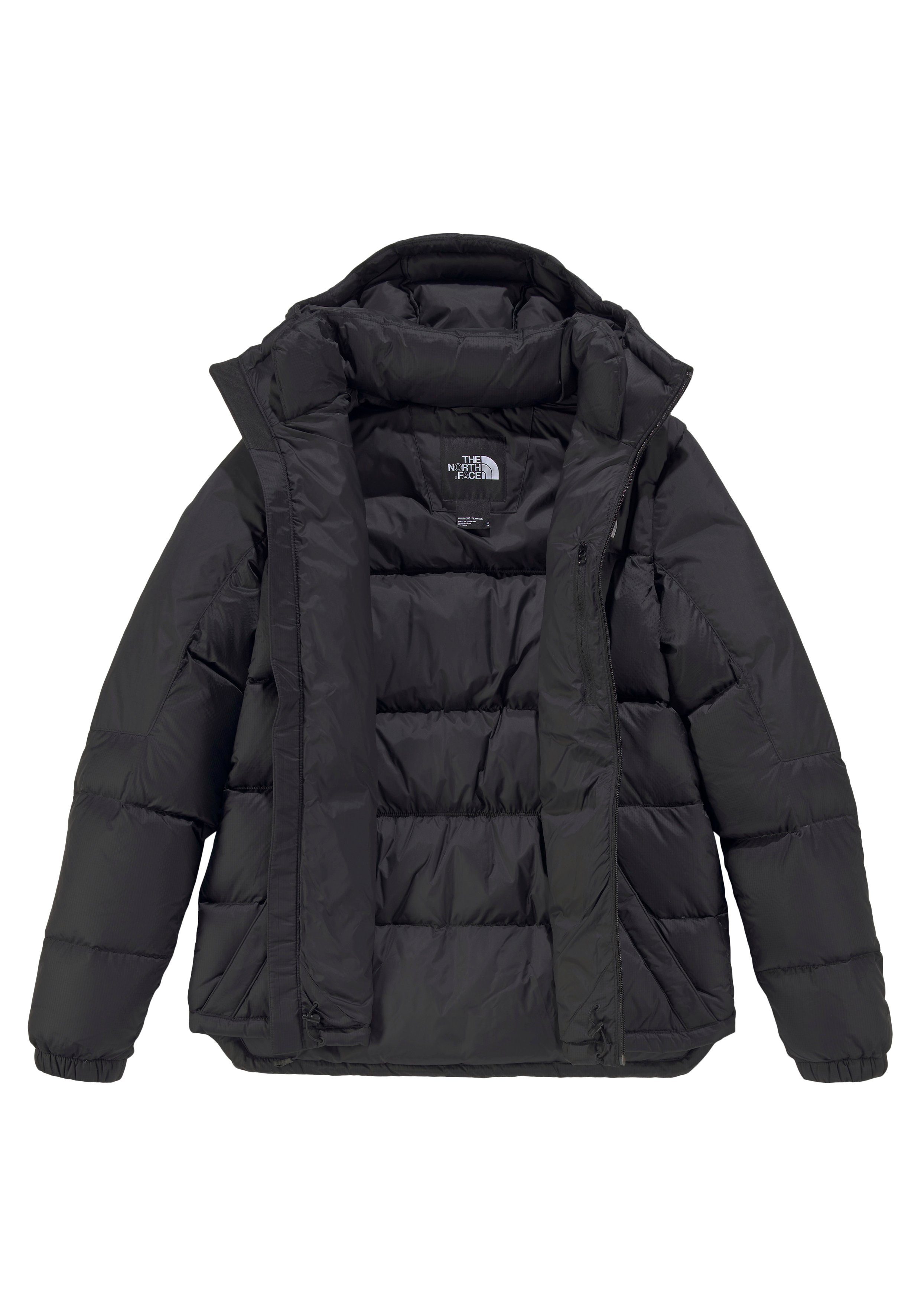 The North Face Daunenjacke mit Kapuze und hochschließendem Kragen, winddicht und wasserabweisend