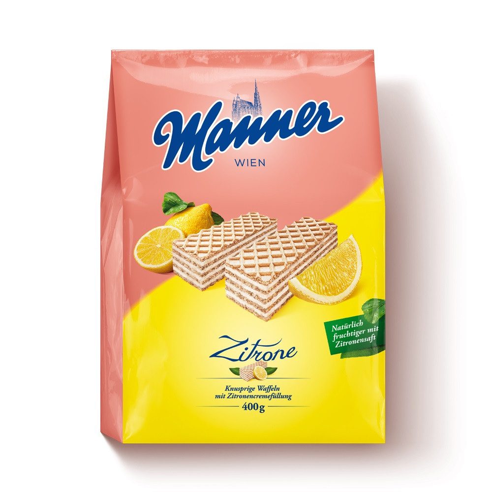 Manner Kekse, Manner knusprige Waffelschnitten mit Zitronencremefüllung 400g