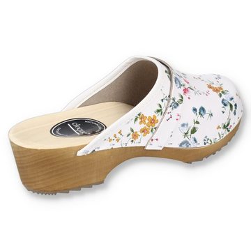 Cloque Clog weiß mit Blumenmotiv Clog Outdoor & Garten