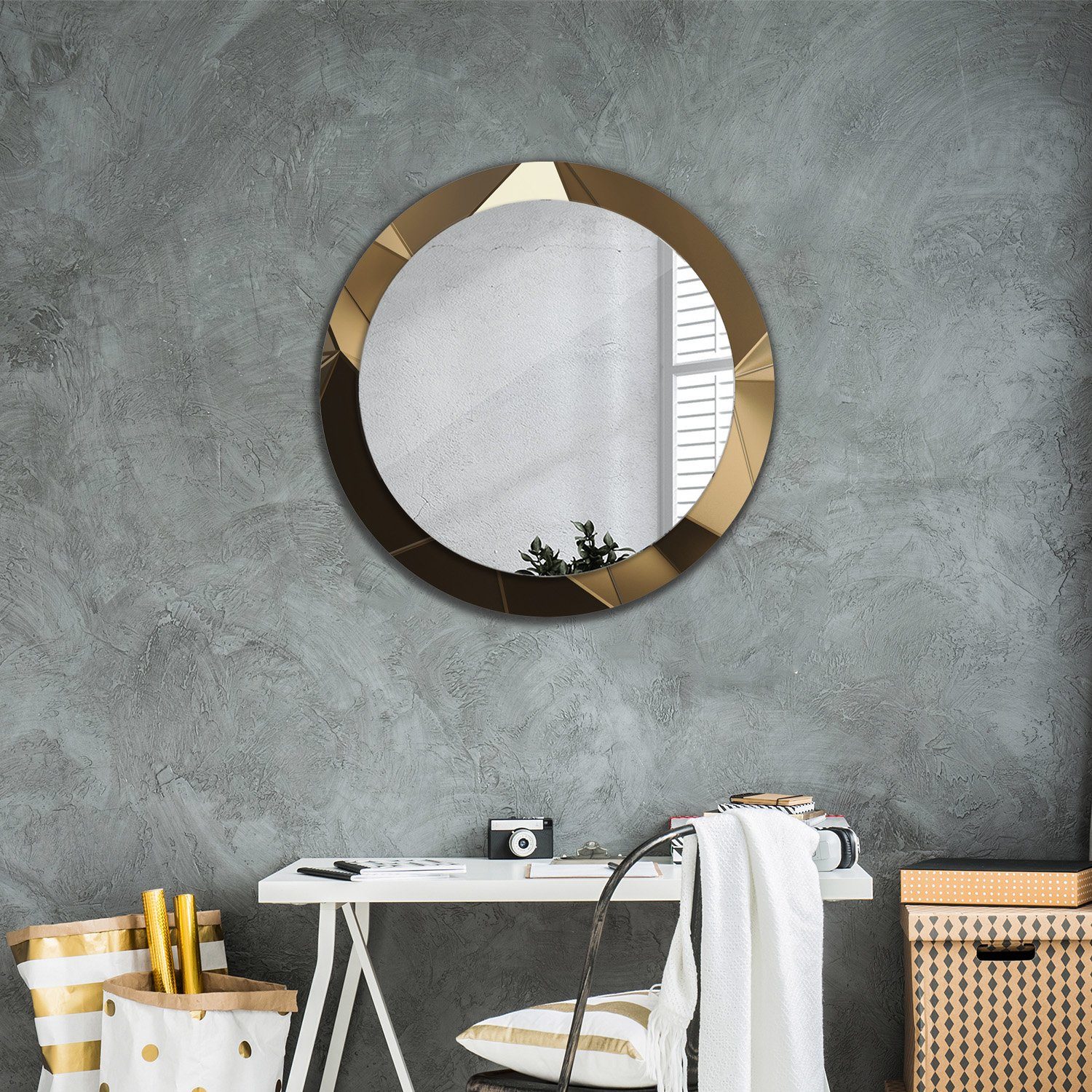 Badspiegel Spiegel mit Rund: Deko Ø80cm Tulup Design Abstrakt Aufdruck) mit Badspiegel Aufdruck Wandmontage (Hängespiegel, Rund